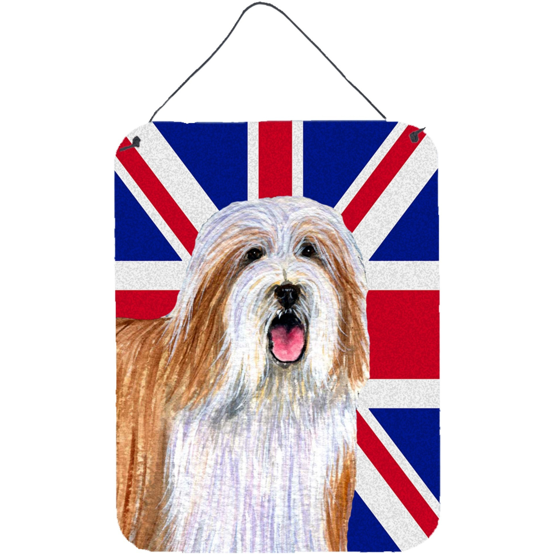 &quotCaroline's Treasures LH9482DS1216 Bearded Collie with English Union Jack British Flag Wall or Door Hanging Prints, 16"" x 12"""