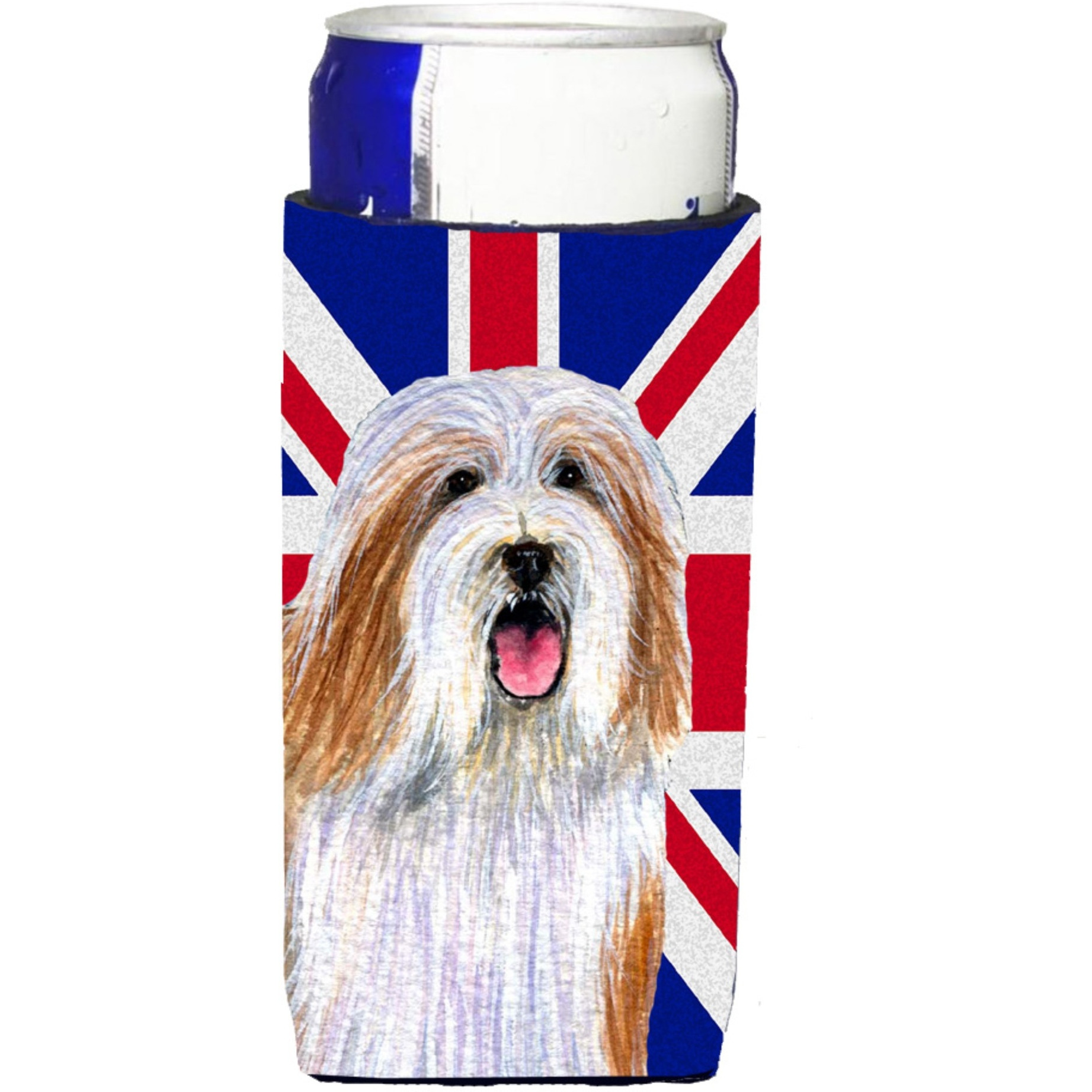 Bearded Collie with English Union Jack British Flag Ultra Beverage Insulators for slim cans LH9482MUK