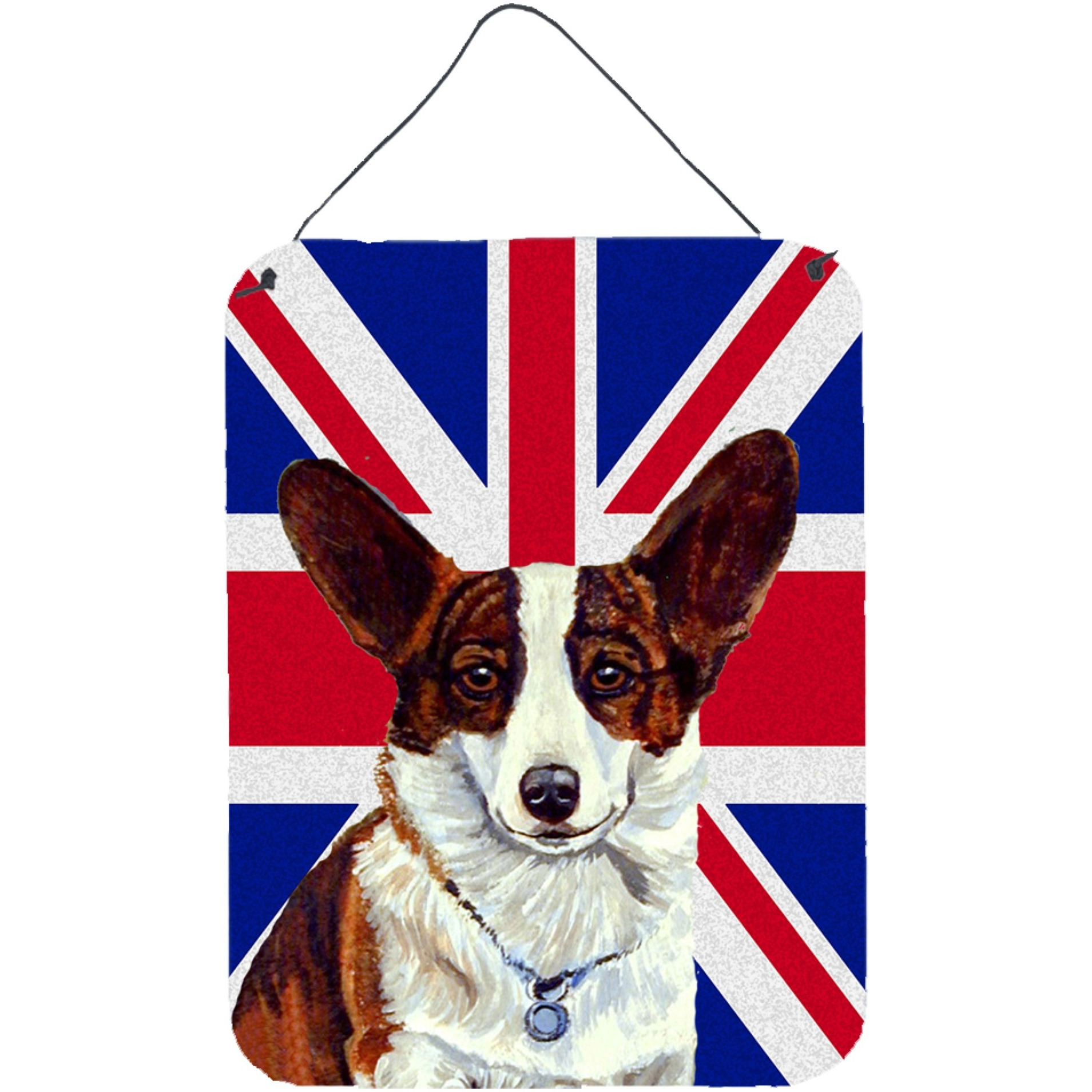 &quotCaroline's Treasures LH9485DS1216 Corgi with English Union Jack British Flag Wall or Door Hanging Prints, 16"" x 12"""