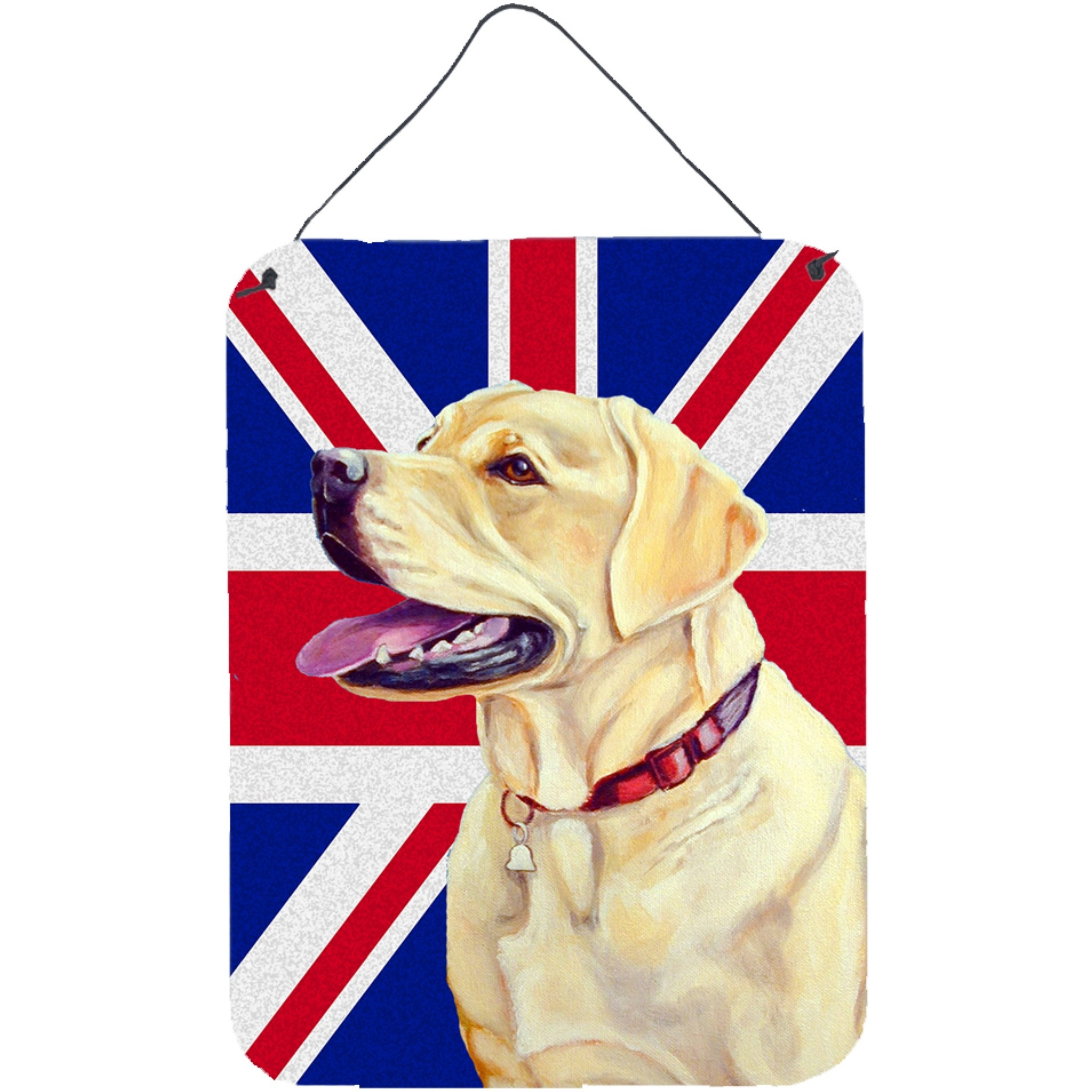 &quotCaroline's Treasures LH9490DS1216 Labrador with English Union Jack British Flag Wall or Door Hanging Prints, 16"" x 12"""