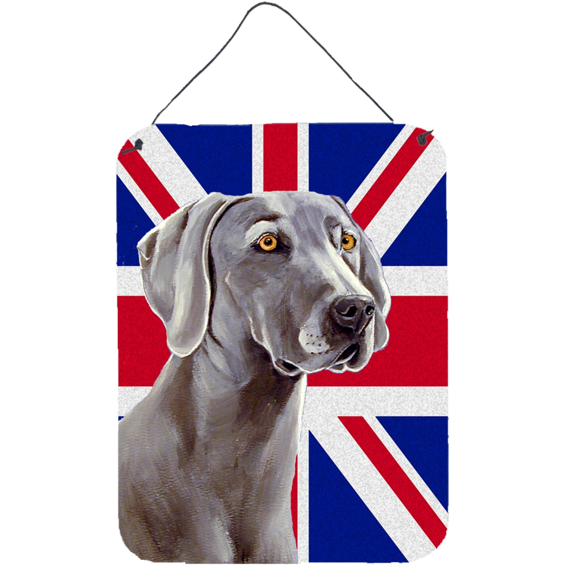 &quotCaroline's Treasures Weimaraner with English Union Jack British Flag Wall or Door Hanging Prints, 16"" x 12"""
