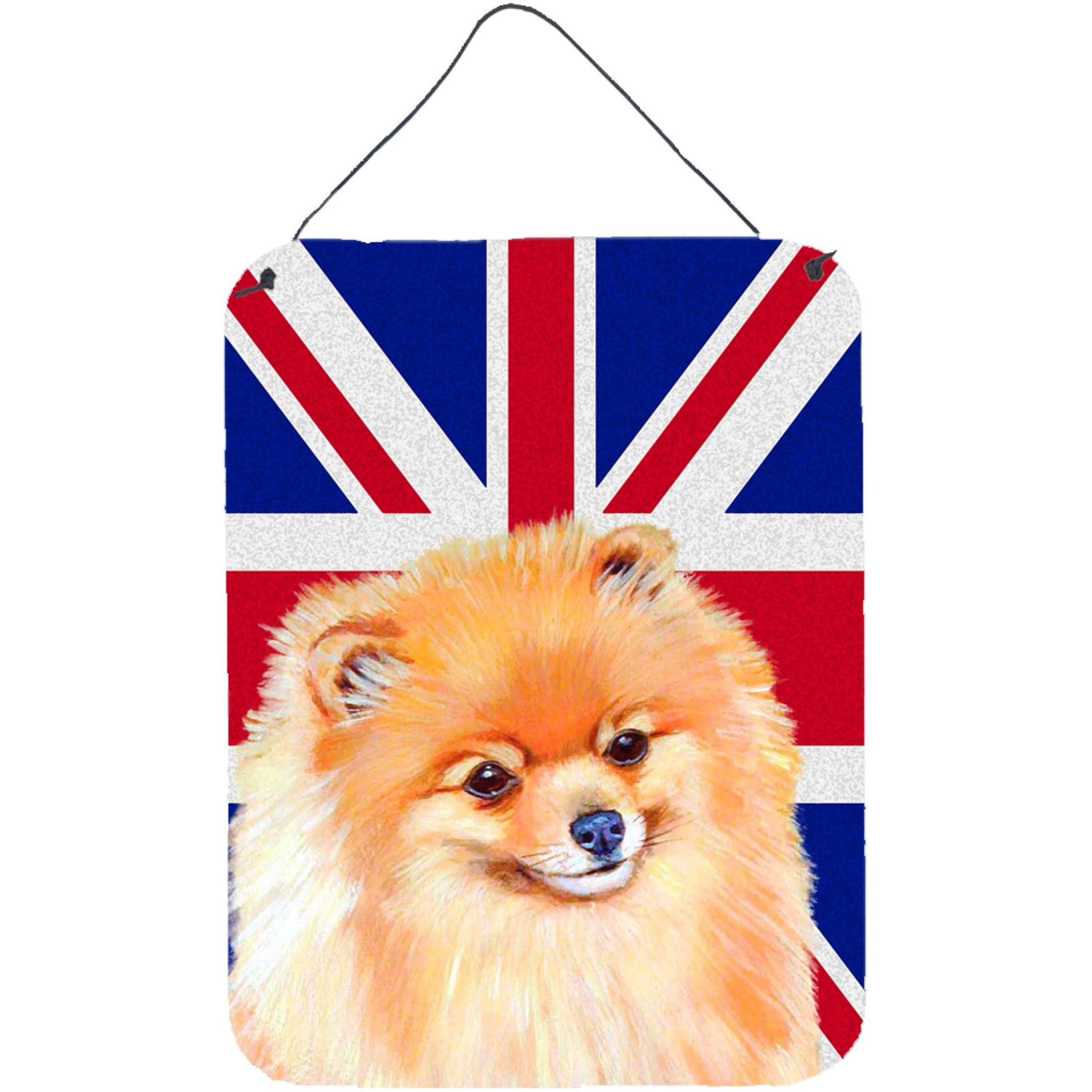 &quotCaroline's Treasures Pomeranian with English Union Jack British Flag Wall or Door Hanging Prints, 16"" x 12"""