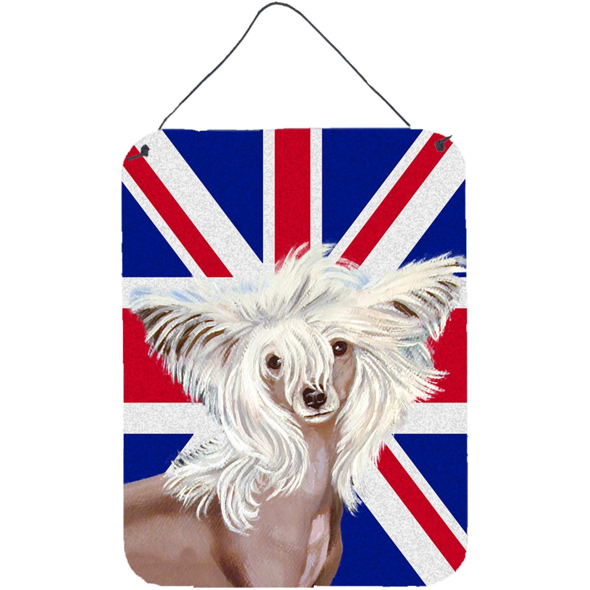 &quotCaroline's Treasures LH9501DS1216 Chinese Crested with English Union Jack British Flag Wall or Door Hanging Prints, 16"" x 12"""