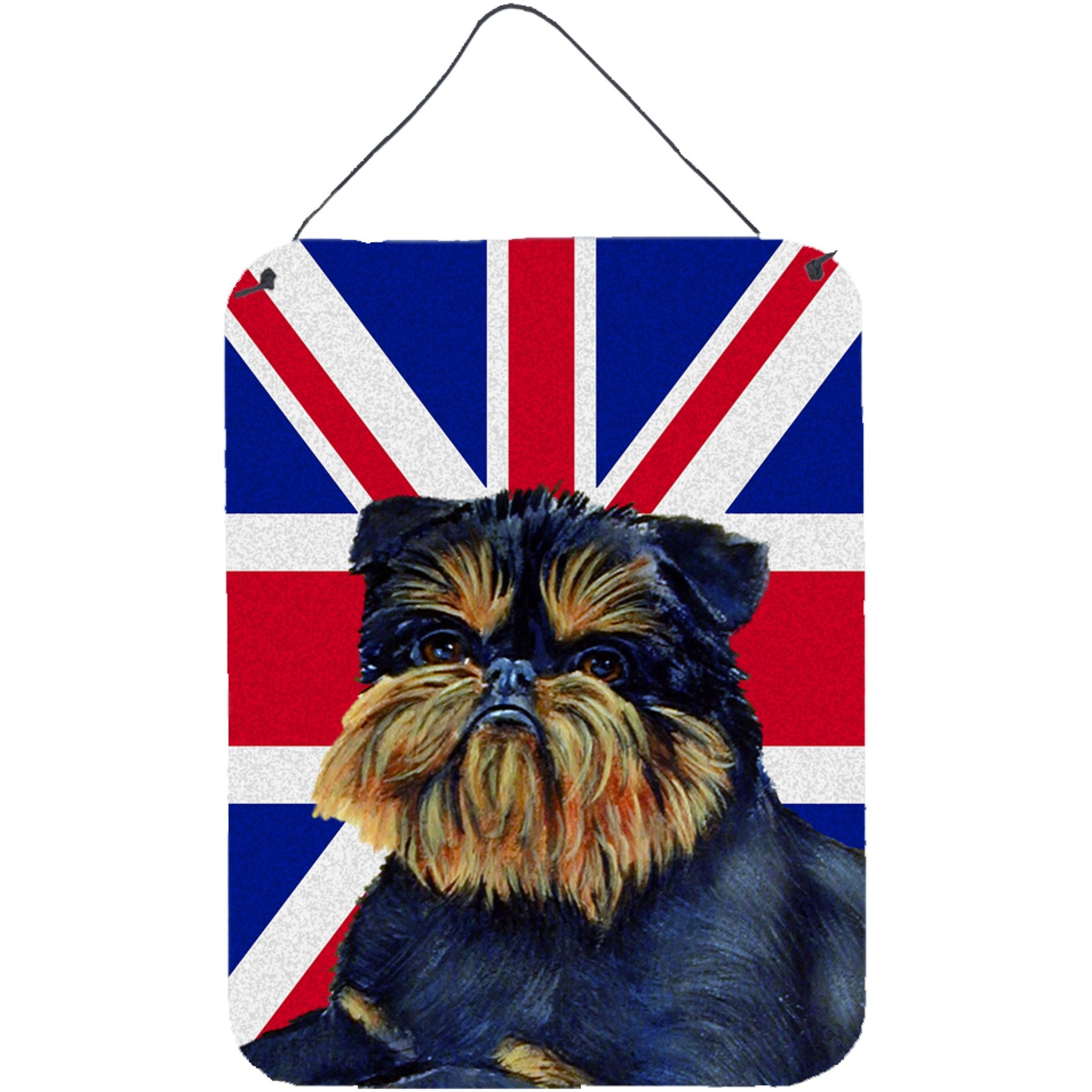 &quotCaroline's Treasures LH9505DS1216 Brussels Griffon with English Union Jack British Flag Wall or Door Hanging Prints, 16"" x 12"""