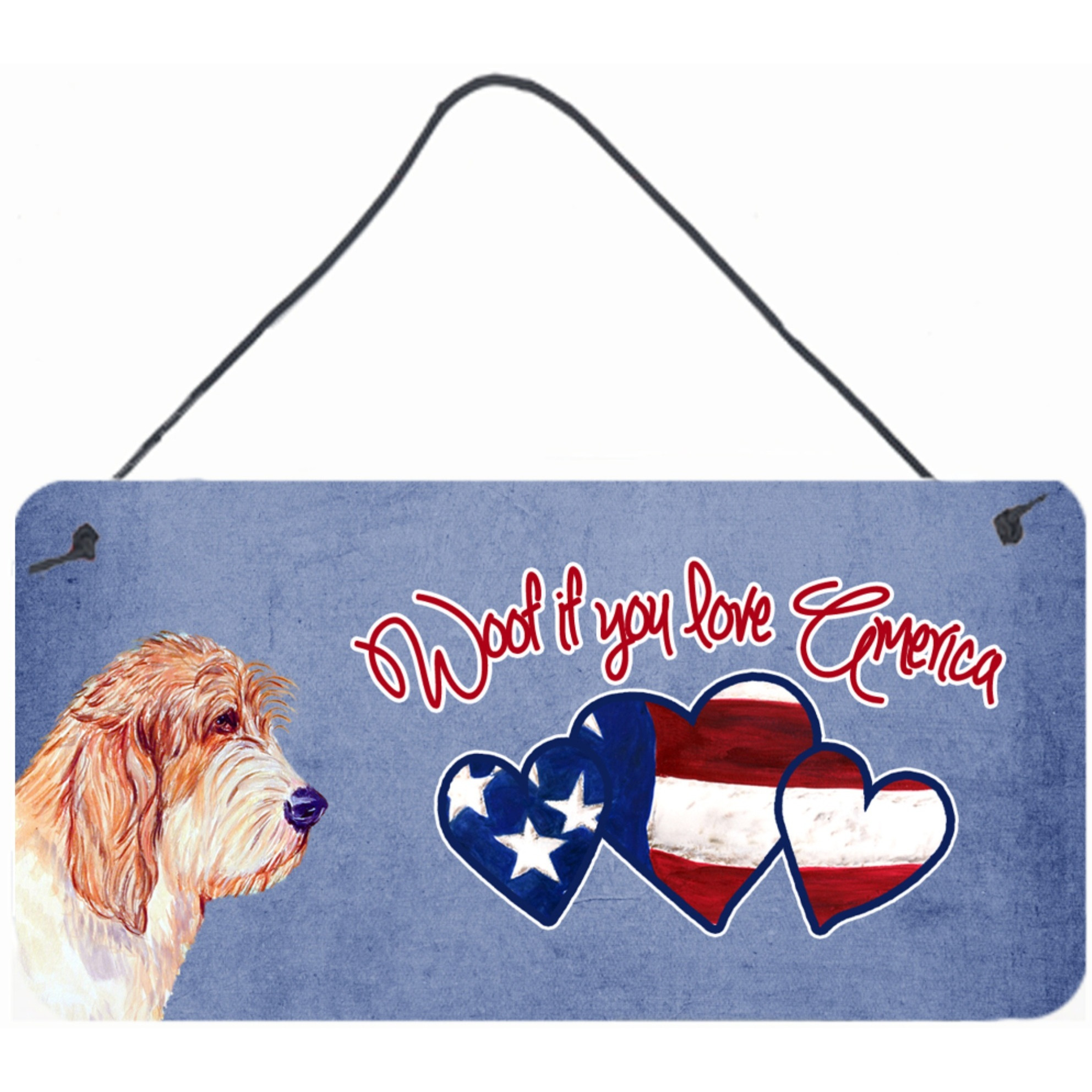 &quotCaroline's Treasures Woof if You Love America Petit Basset Griffon Vendeen Wall Door Hanging Prints, 6 x 12"""
