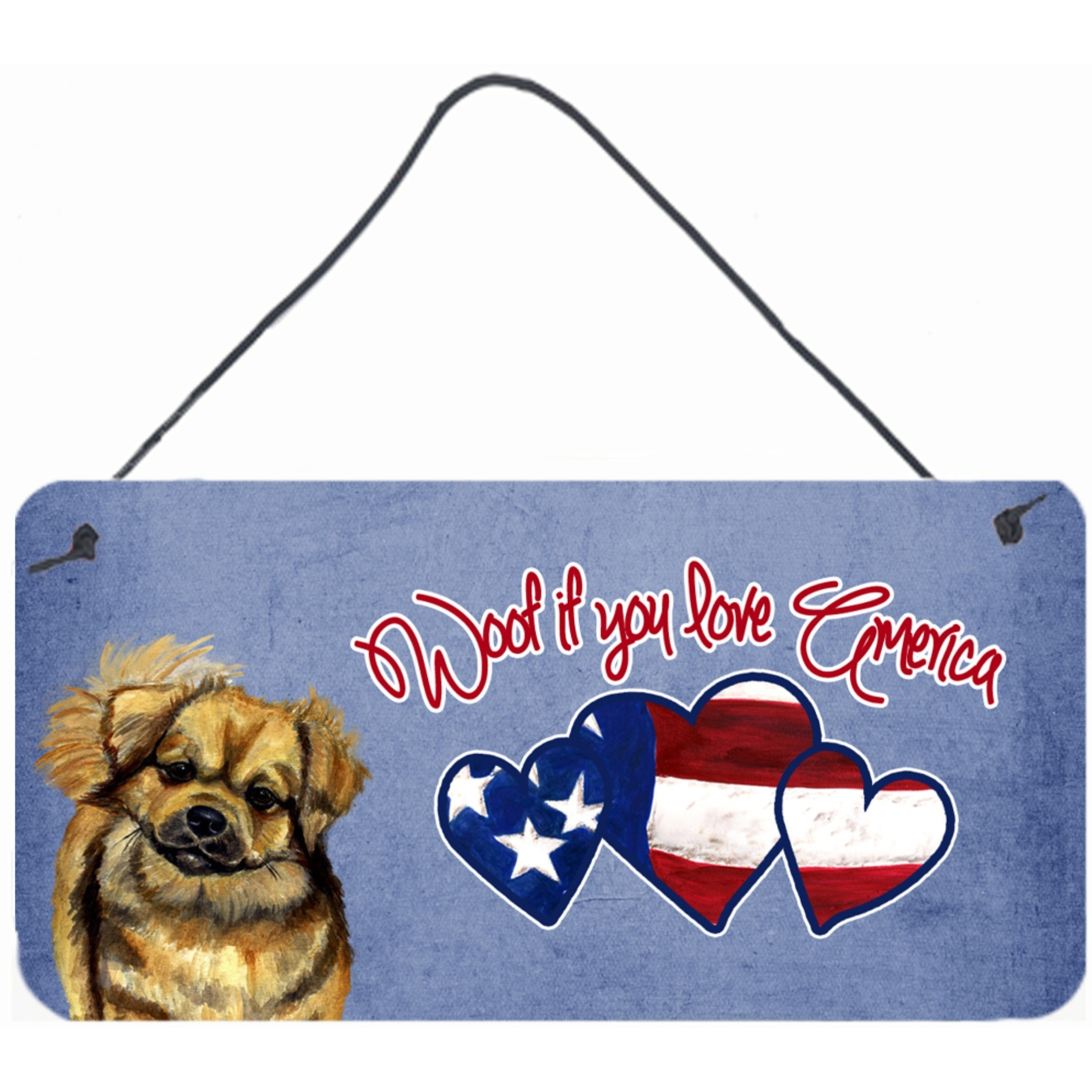 &quotCaroline's Treasures Woof if You Love America Tibetan Spaniel Wall or Door Hanging Prints, 6 x 12"""
