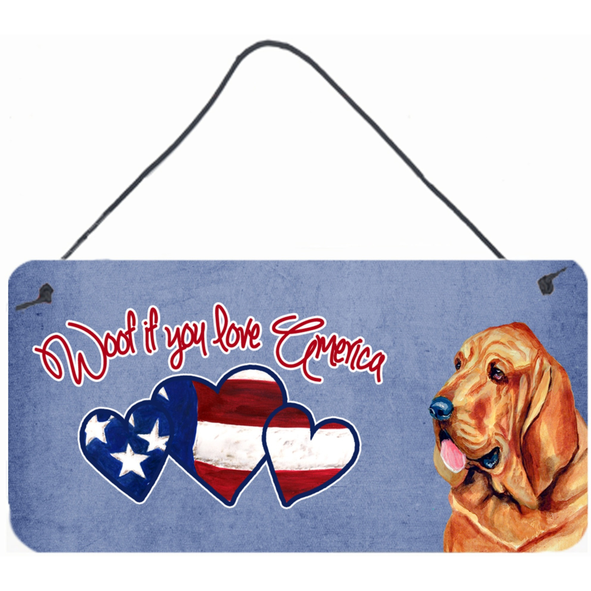 &quotCaroline's Treasures Woof If You Love America Bloodhound Wall or Door Hanging Prints, 6 x 12"""