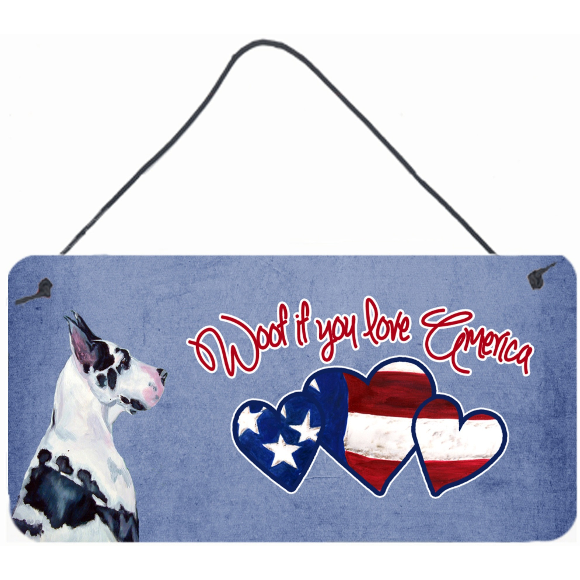 &quotCaroline's Treasures LH9531DS612 Woof If You Love America Great Dane Wall or Door Hanging Prints, 6 x 12"""