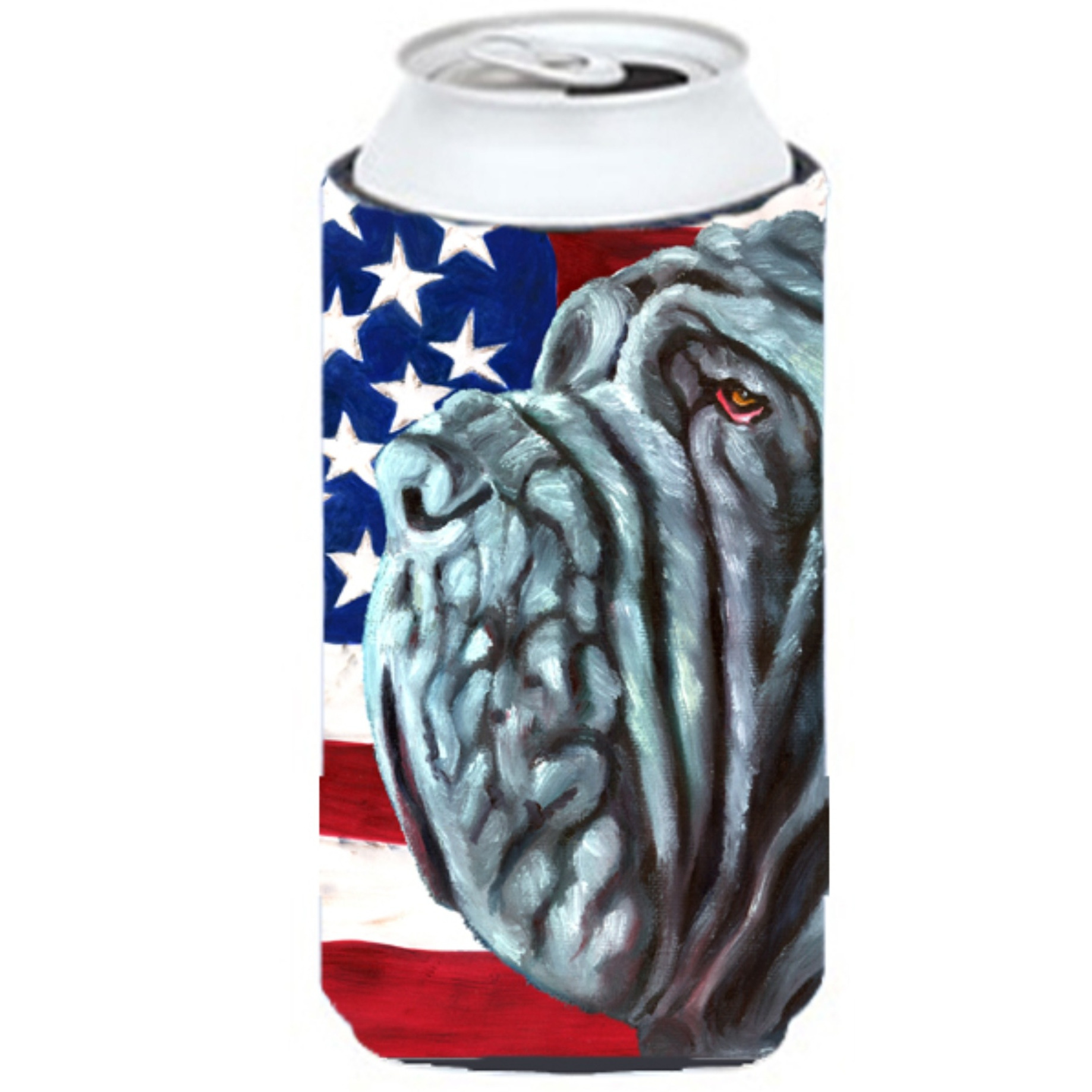 Neapolitan Mastiff USA Patriotic American Flag Tall Boy Beverage Insulator Hugger LH9540TBC