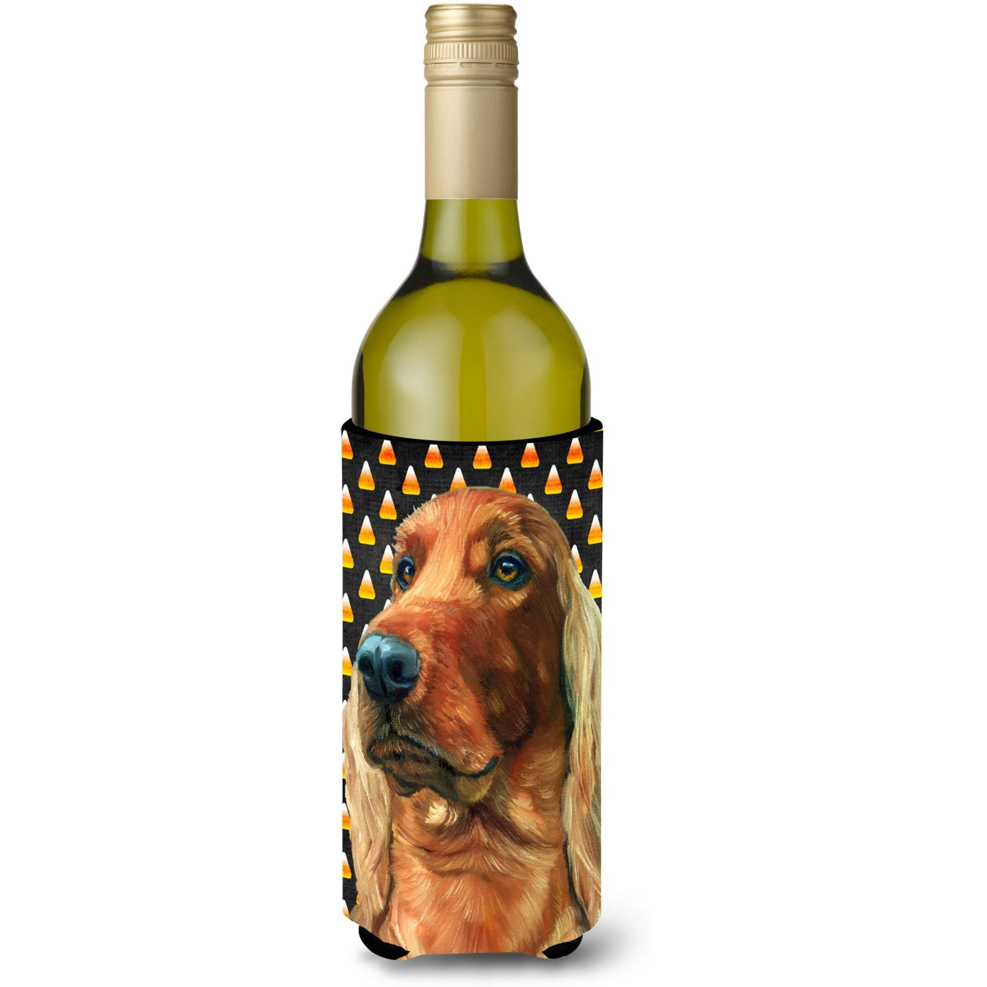 Irish Setter Candy Corn Halloween Wine Bottle Beverage Insulator Hugger LH9548LITERK