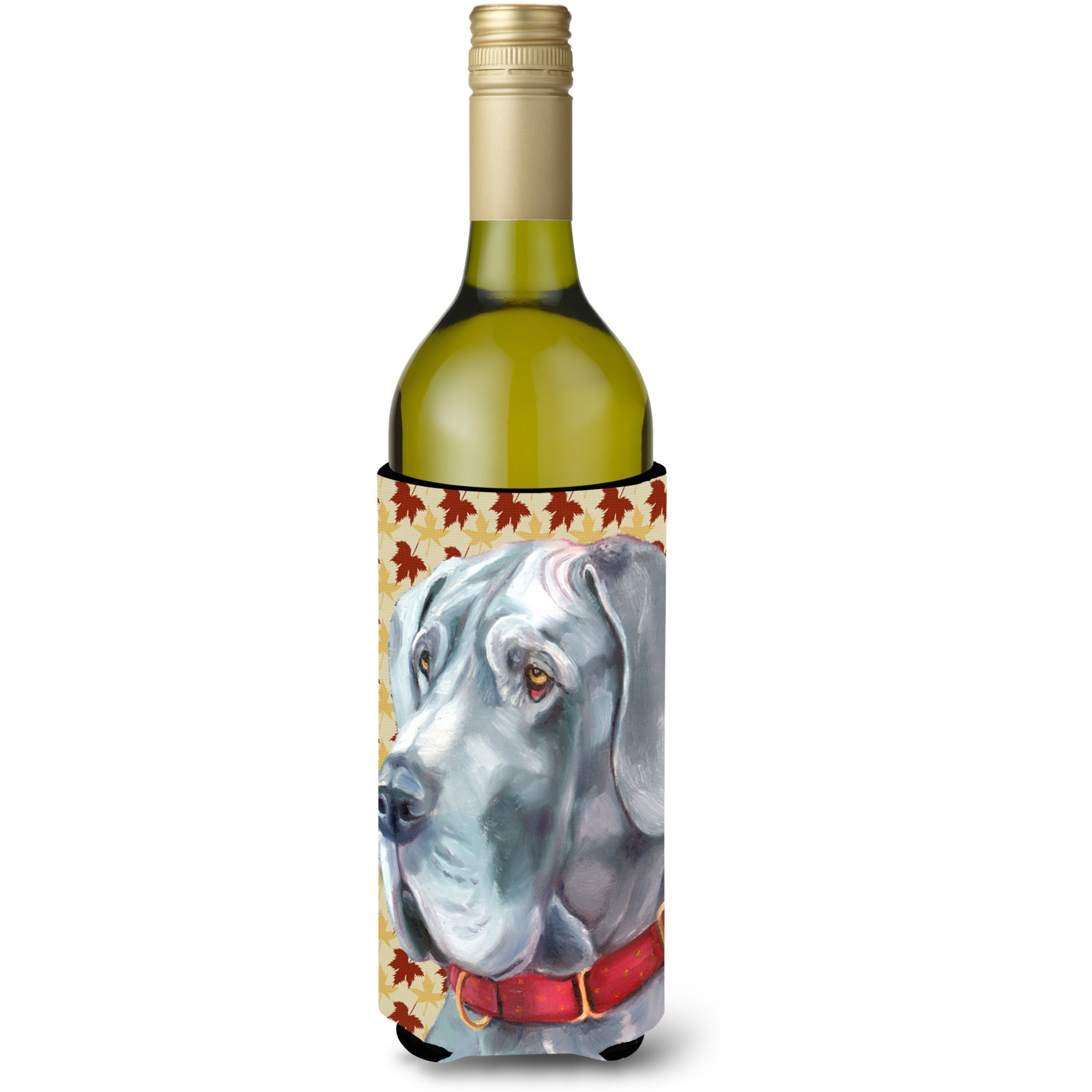 Great Dane Fall Leaves Wine Bottle Beverage Insulator Hugger LH9556LITERK