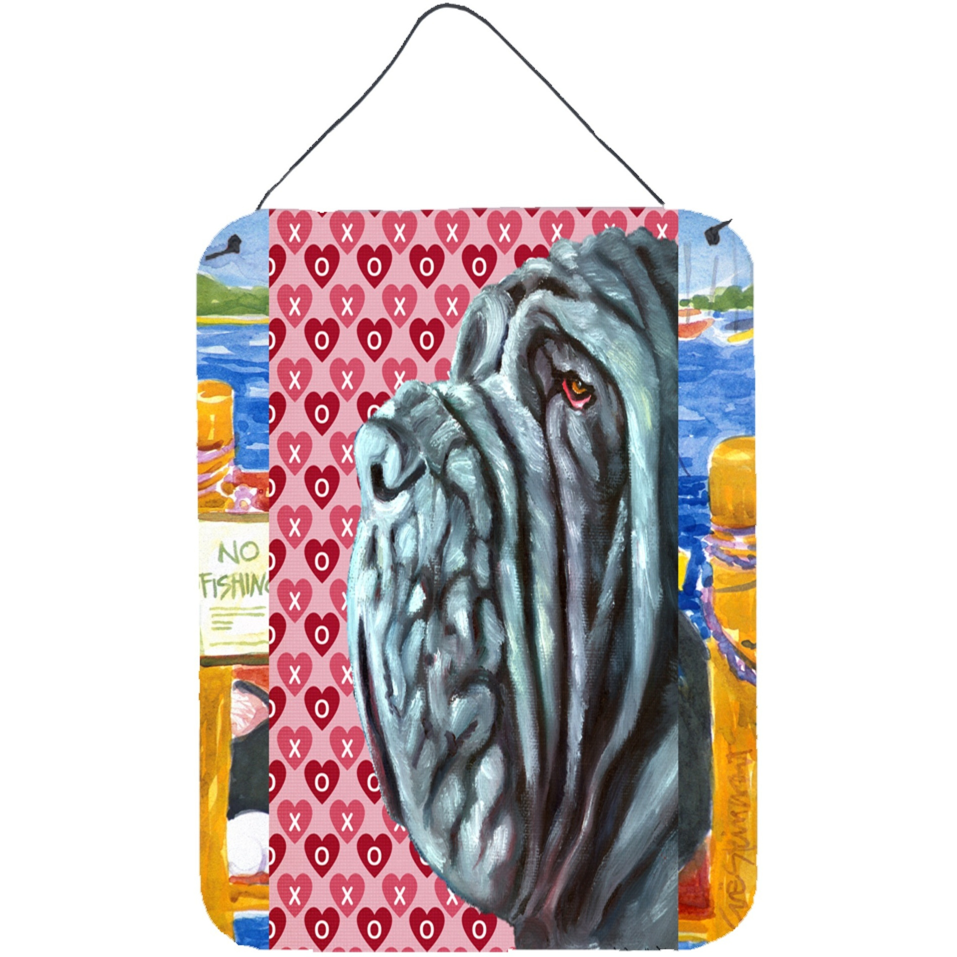 &quotCaroline's Treasures LH9561DS1216 Neapolitan Mastiff Hearts Love and Valentine's Day Wall or Door Hanging Prints, 16 x 12"", Multicolor"