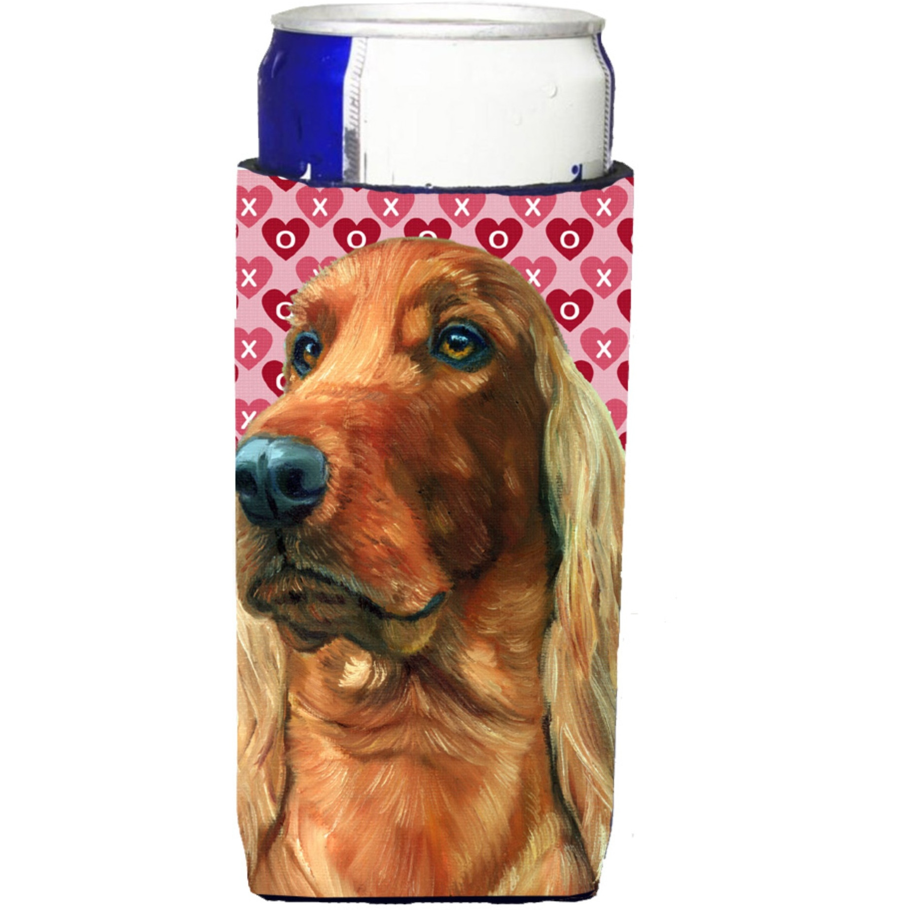 Irish Setter Hearts Love and Valentine's Day Ultra Beverage Insulators for slim cans LH9562MUK