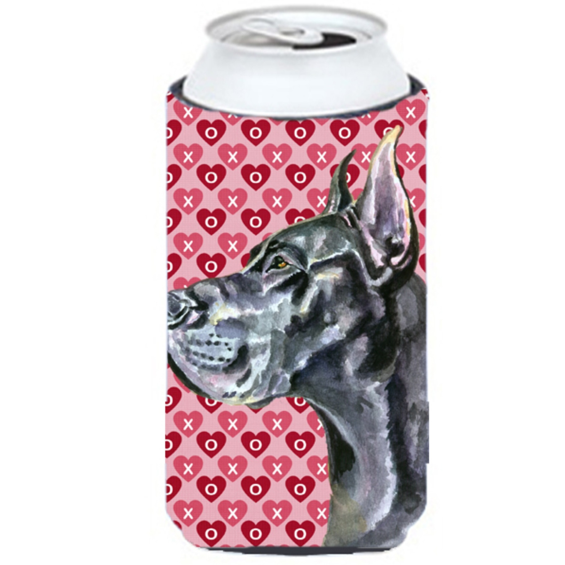 Black Great Dane Hearts Love and Valentine's Day Tall Boy Beverage Insulator Hugger LH9564TBC
