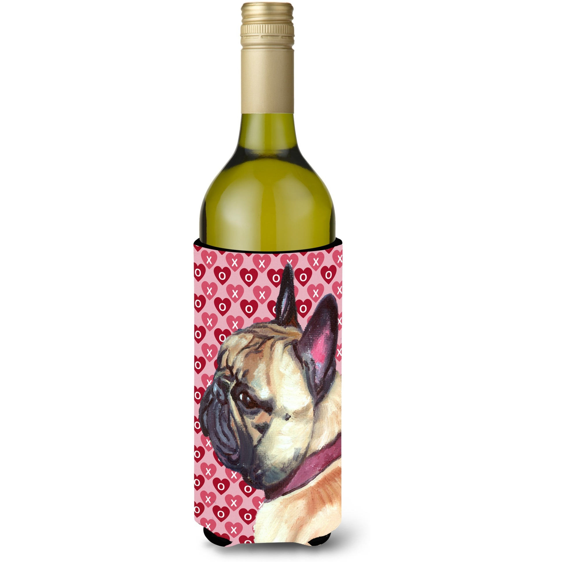 French Bulldog Frenchie Hearts Love and Valentine's Day Wine Bottle Beverage Insulator Hugger LH9566LITERK
