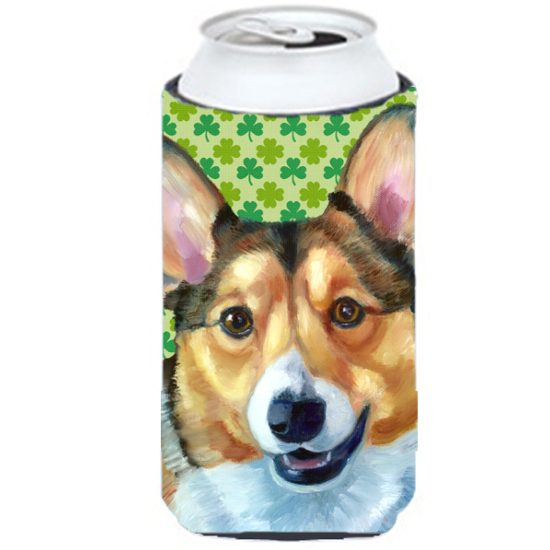 Corgi St. Patrick's Day Shamrock Tall Boy Beverage Insulator Hugger LH9574TBC