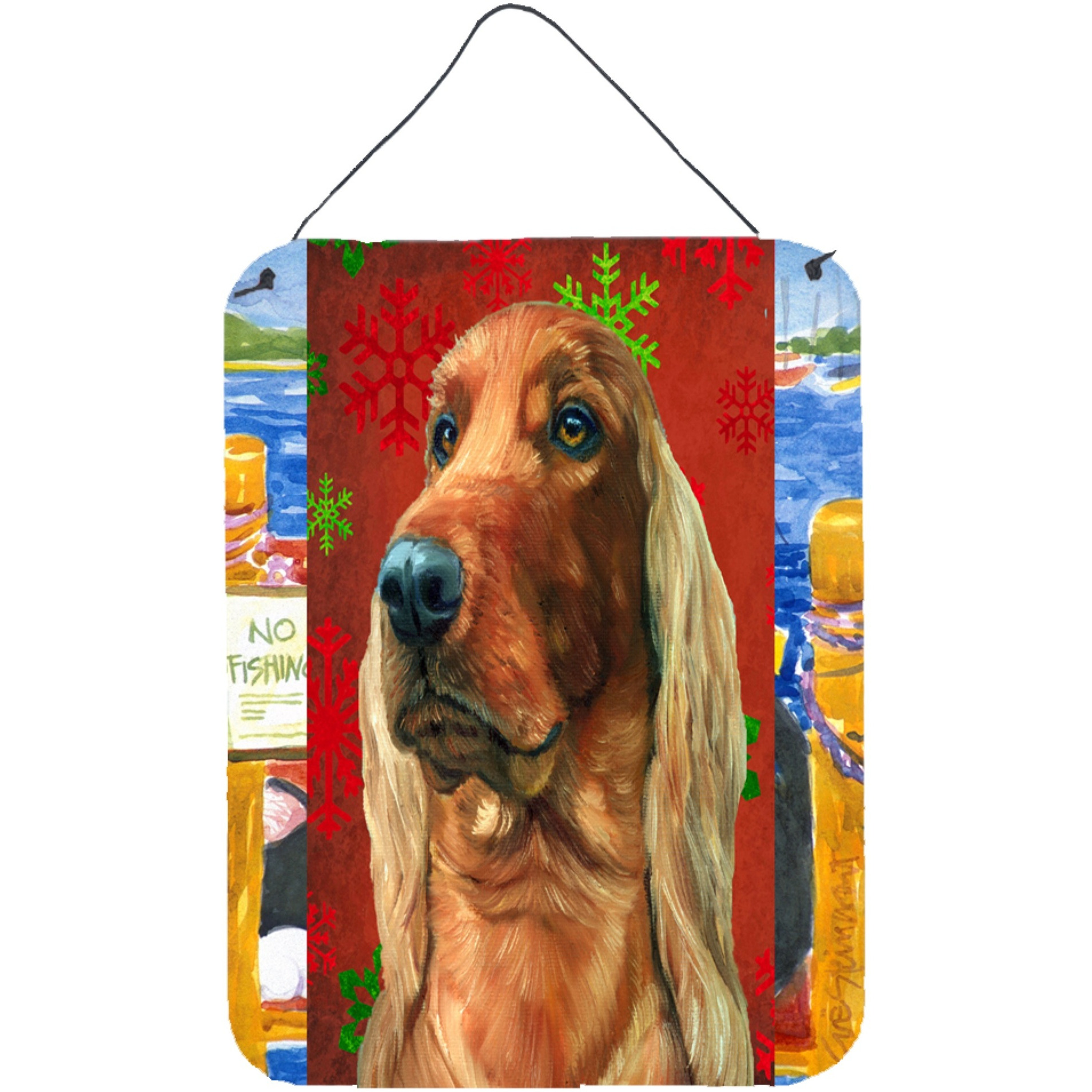 &quotCaroline's Treasures LH9576DS1216 Irish Setter Red Snowflakes Holiday Christmas Wall or Door Hanging Prints, 16 x 12"", Multicolor"