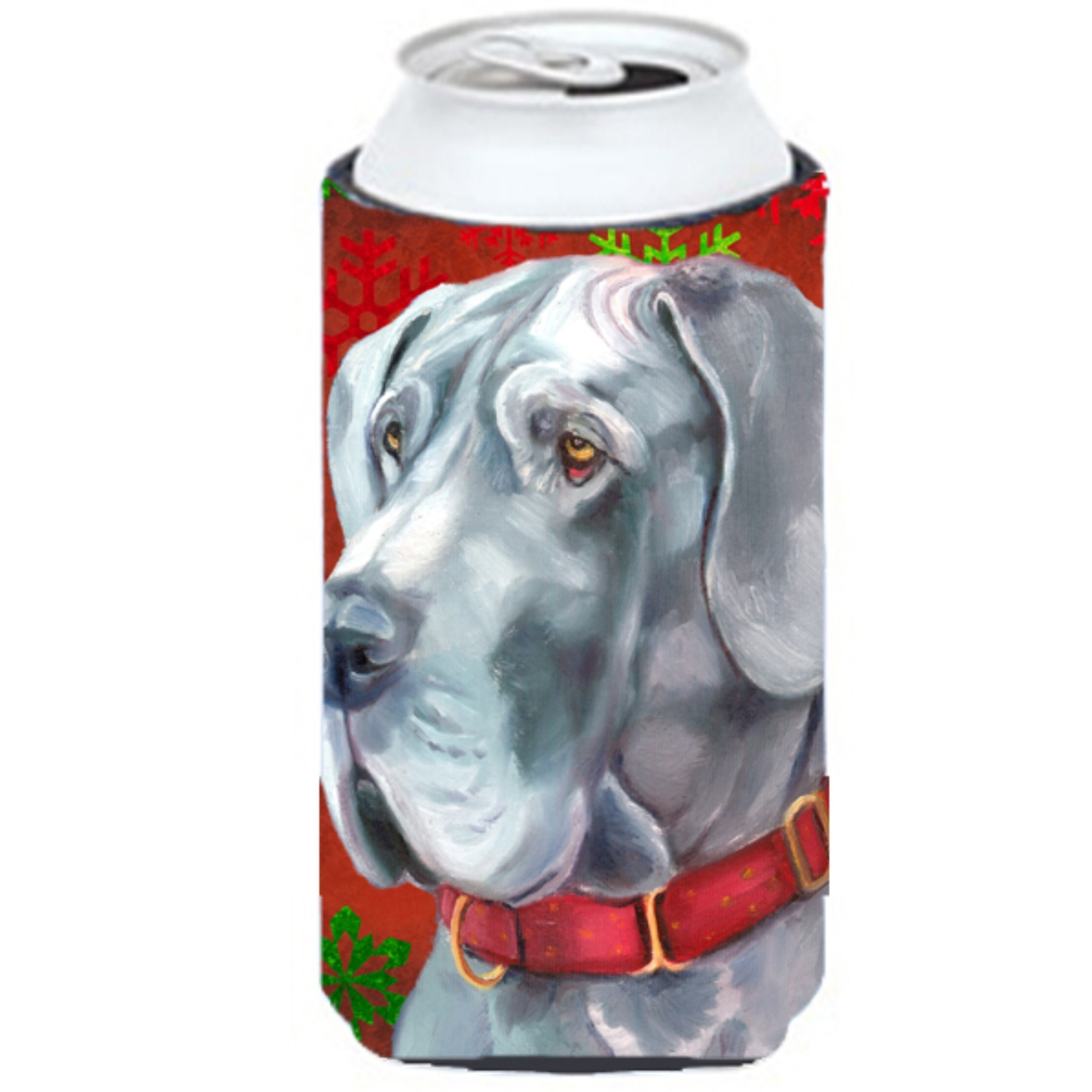 Great Dane Red Snowflakes Holiday Christmas Tall Boy Beverage Insulator Hugger LH9577TBC