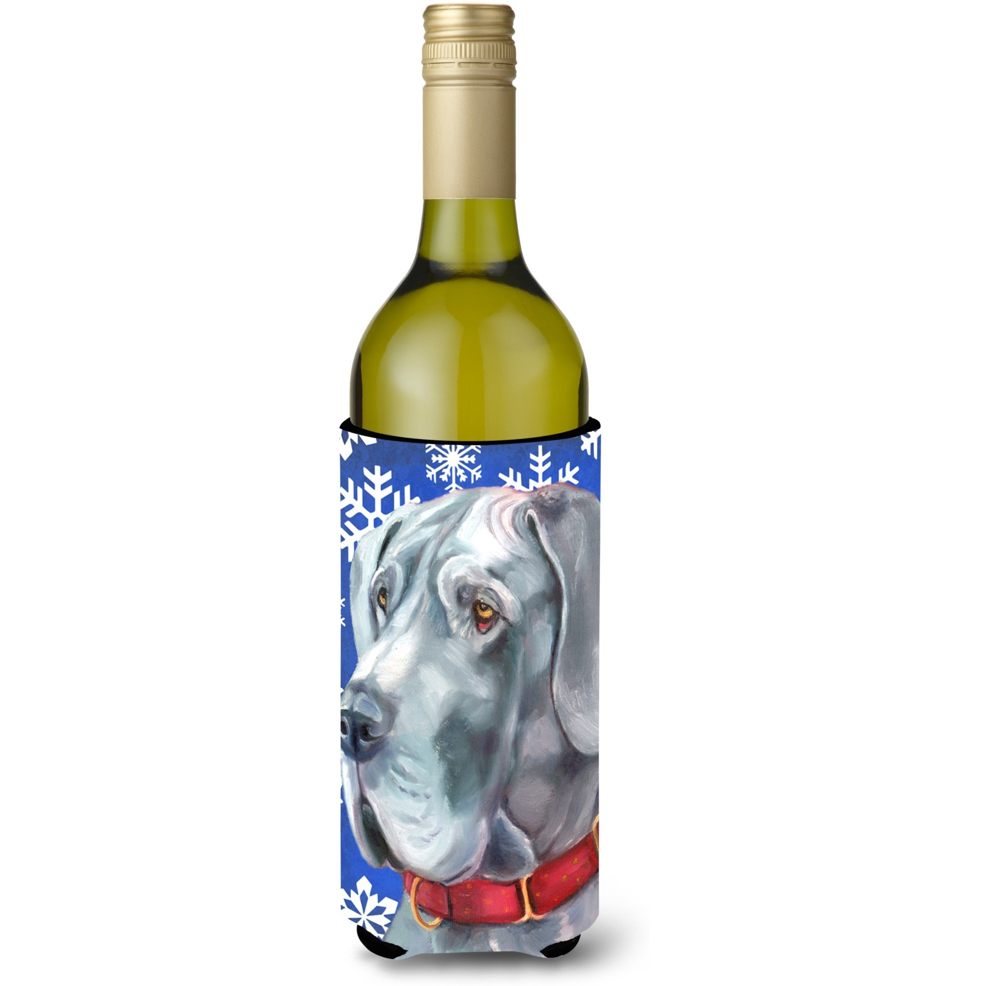 Great Dane Winter Snowflakes Holiday Wine Bottle Beverage Insulator Hugger LH9584LITERK