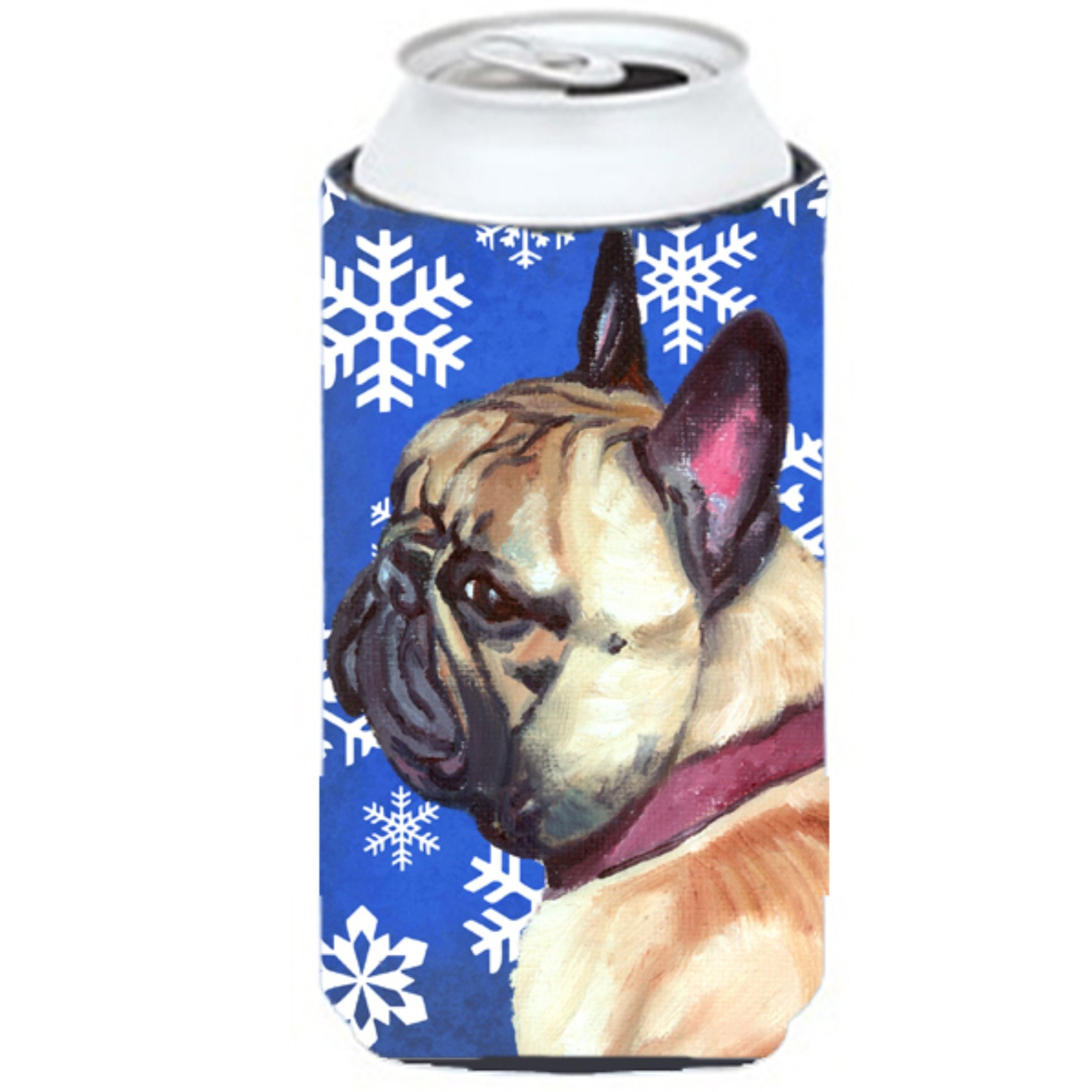 French Bulldog Frenchie Winter Snowflakes Holiday Tall Boy Beverage Insulator Hugger LH9587TBC