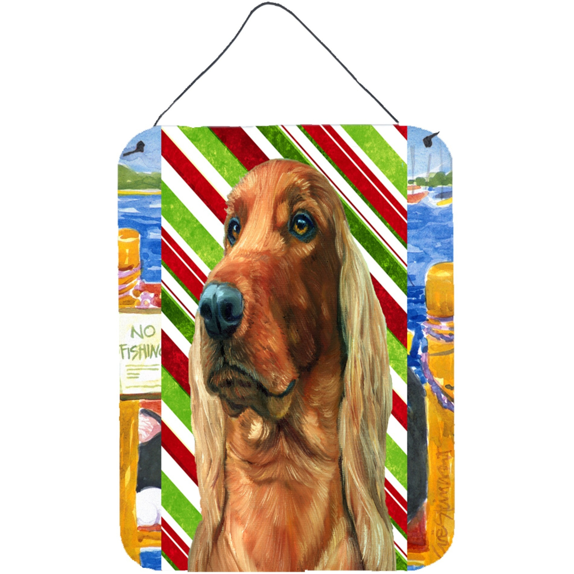&quotCaroline's Treasures LH9590DS1216 Irish Setter Candy Cane Holiday Christmas Wall or Door Hanging Prints, 16 x 12"", Multicolor"