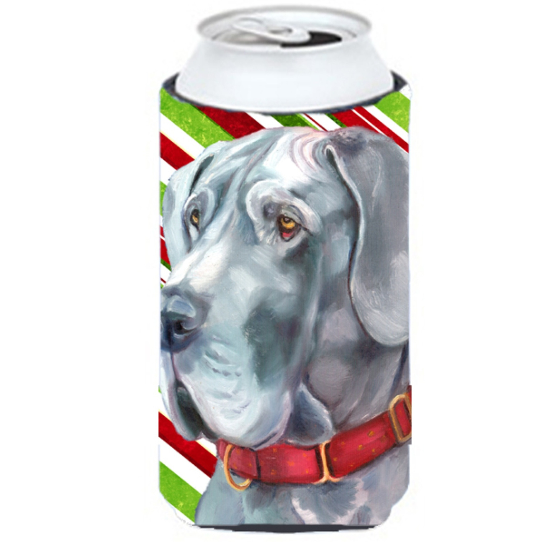 Great Dane Candy Cane Holiday Christmas Tall Boy Beverage Insulator Hugger LH9591TBC