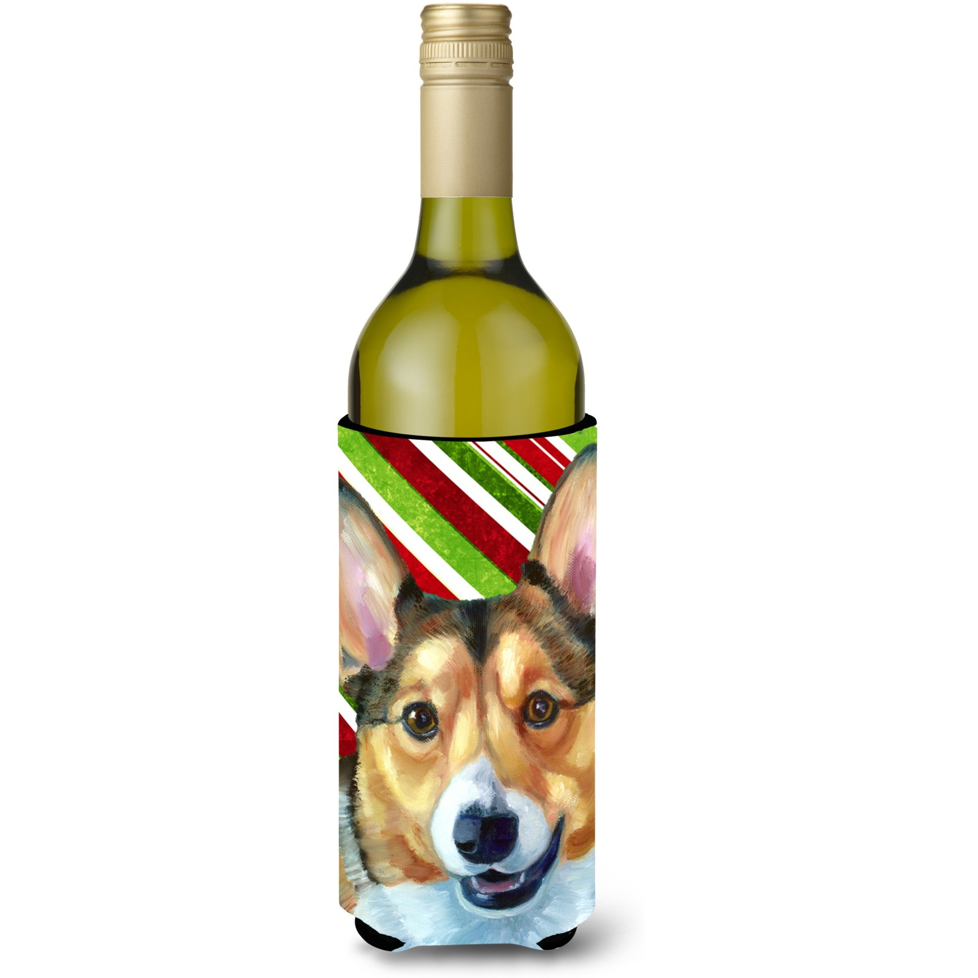 Corgi Candy Cane Holiday Christmas Wine Bottle Beverage Insulator Hugger LH9595LITERK