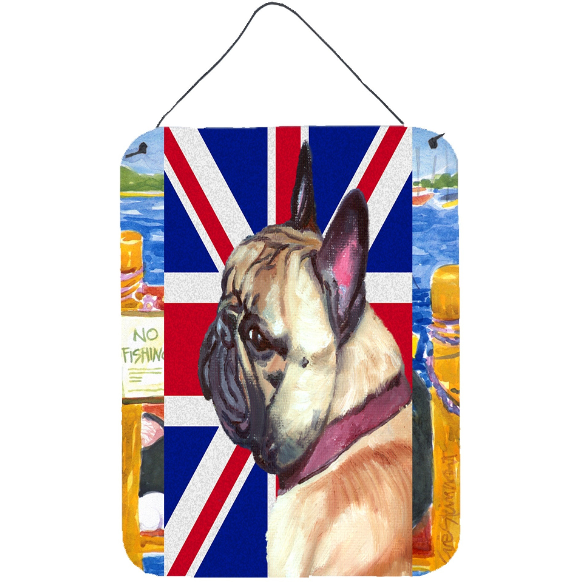 &quotCaroline's Treasures LH9601DS1216 French Bulldog Frenchie with English Union Jack British Flag Wall or Door Hanging Prints, 16 x 12"", Multicolor"