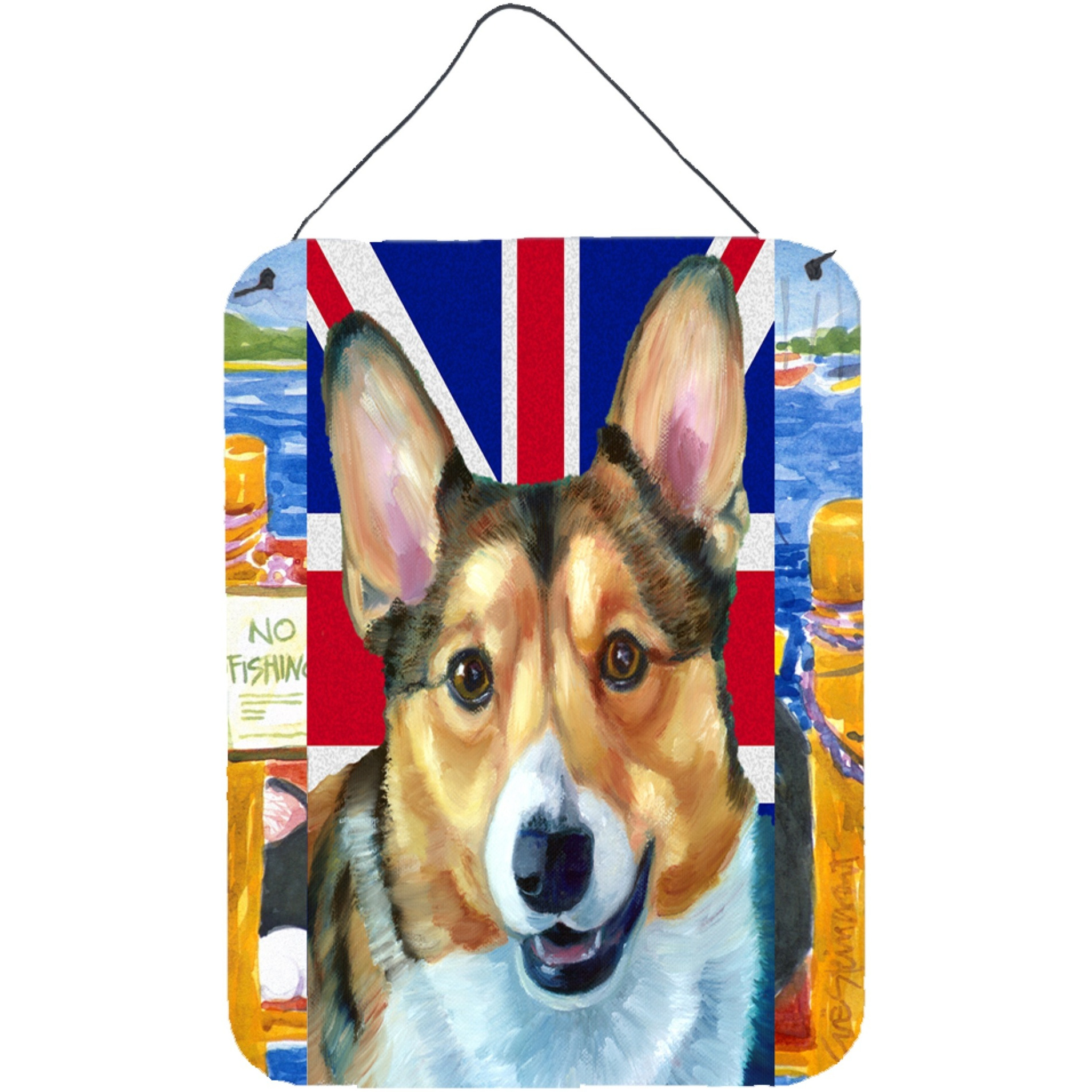 &quotCaroline's Treasures LH9602DS1216 Corgi with English Union Jack British Flag Wall or Door Hanging Prints, 16 x 12"", Multicolor"