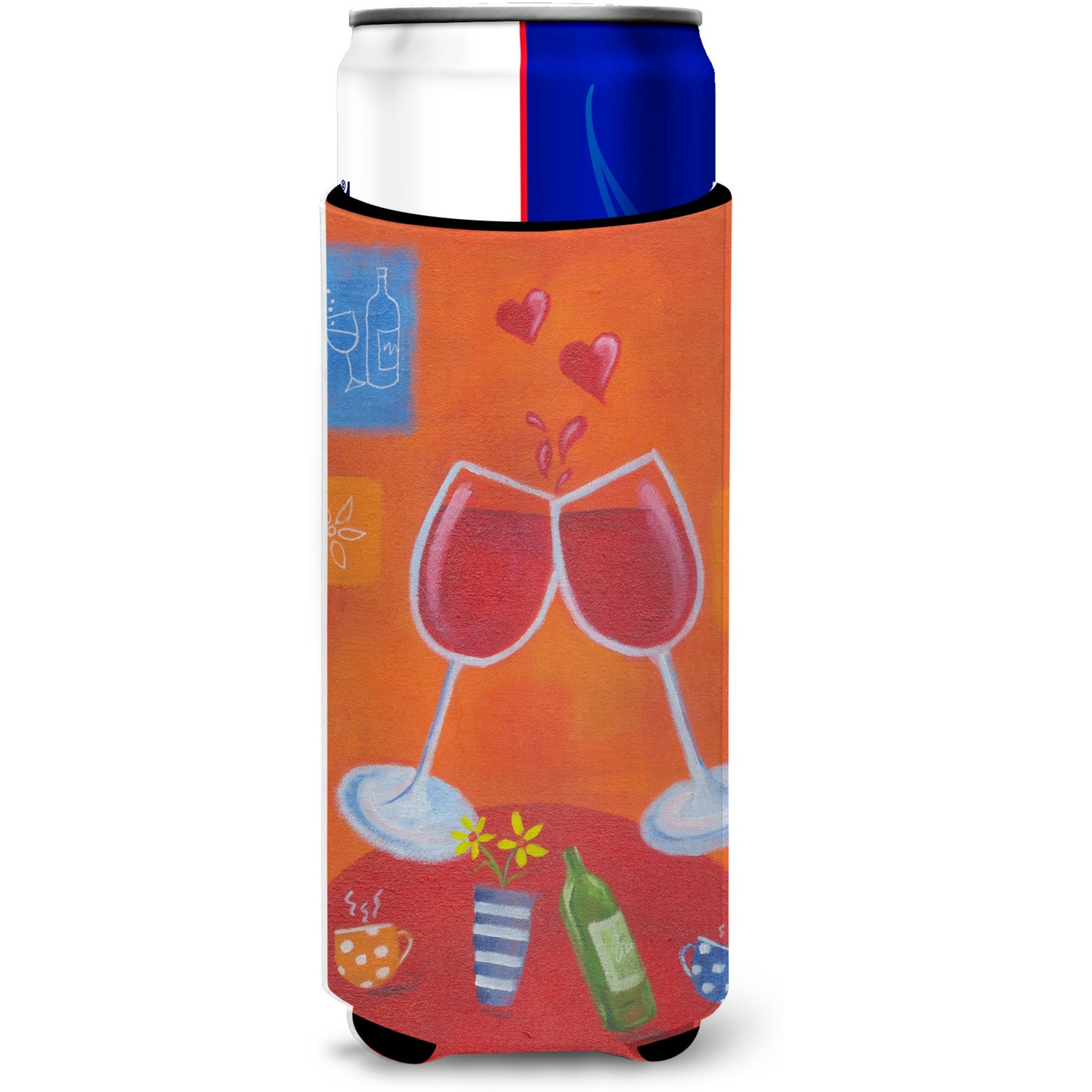 &quotCaroline's Treasures Wine Toast Cheers by Sarah Latham Michelob Ultra Koozies for Slim Cans, Multicolor"