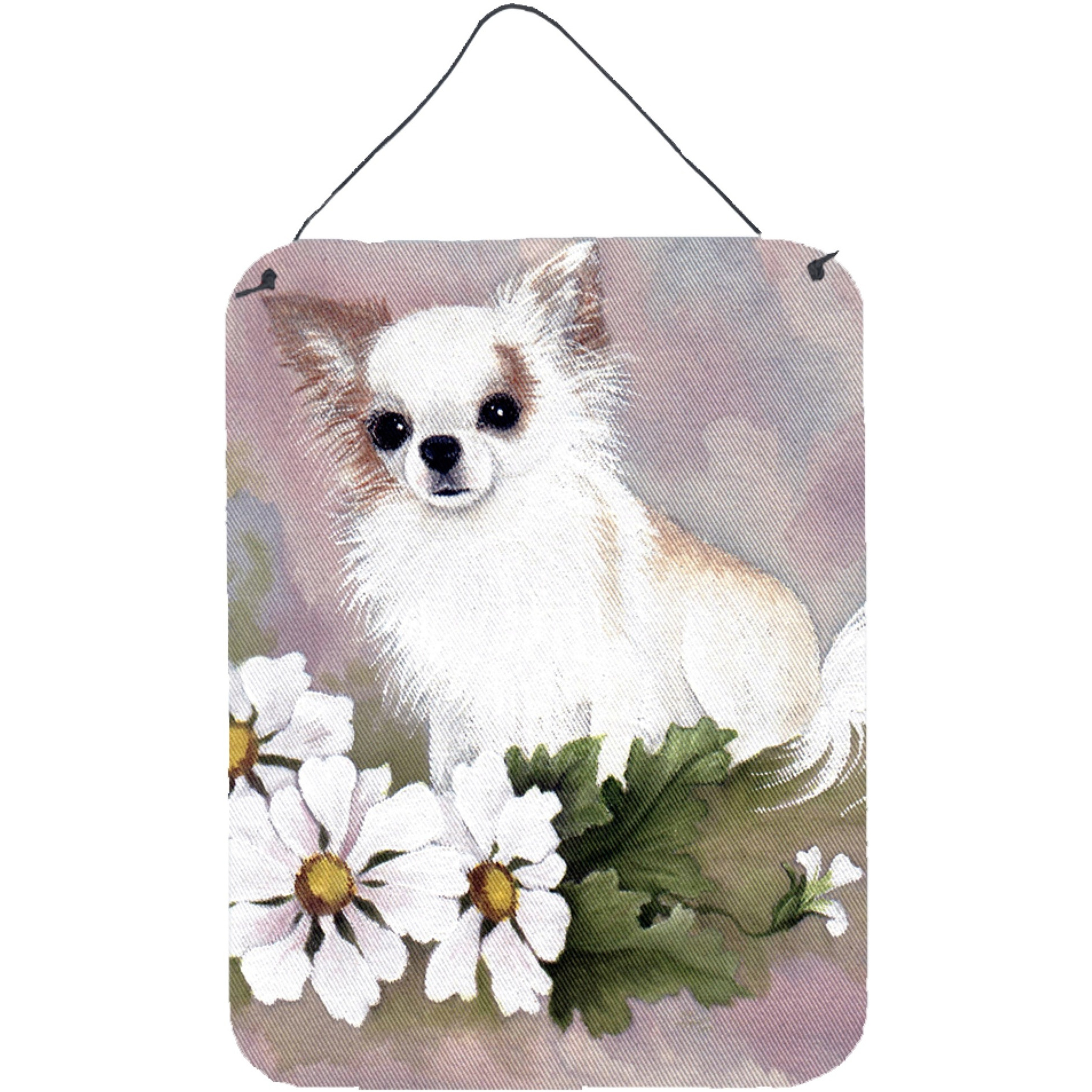 &quotCaroline's Treasures MH1019DS1216 Chihuahua White Flowers Wall or Door Hanging Prints, 16 x 12"", Multicolor"