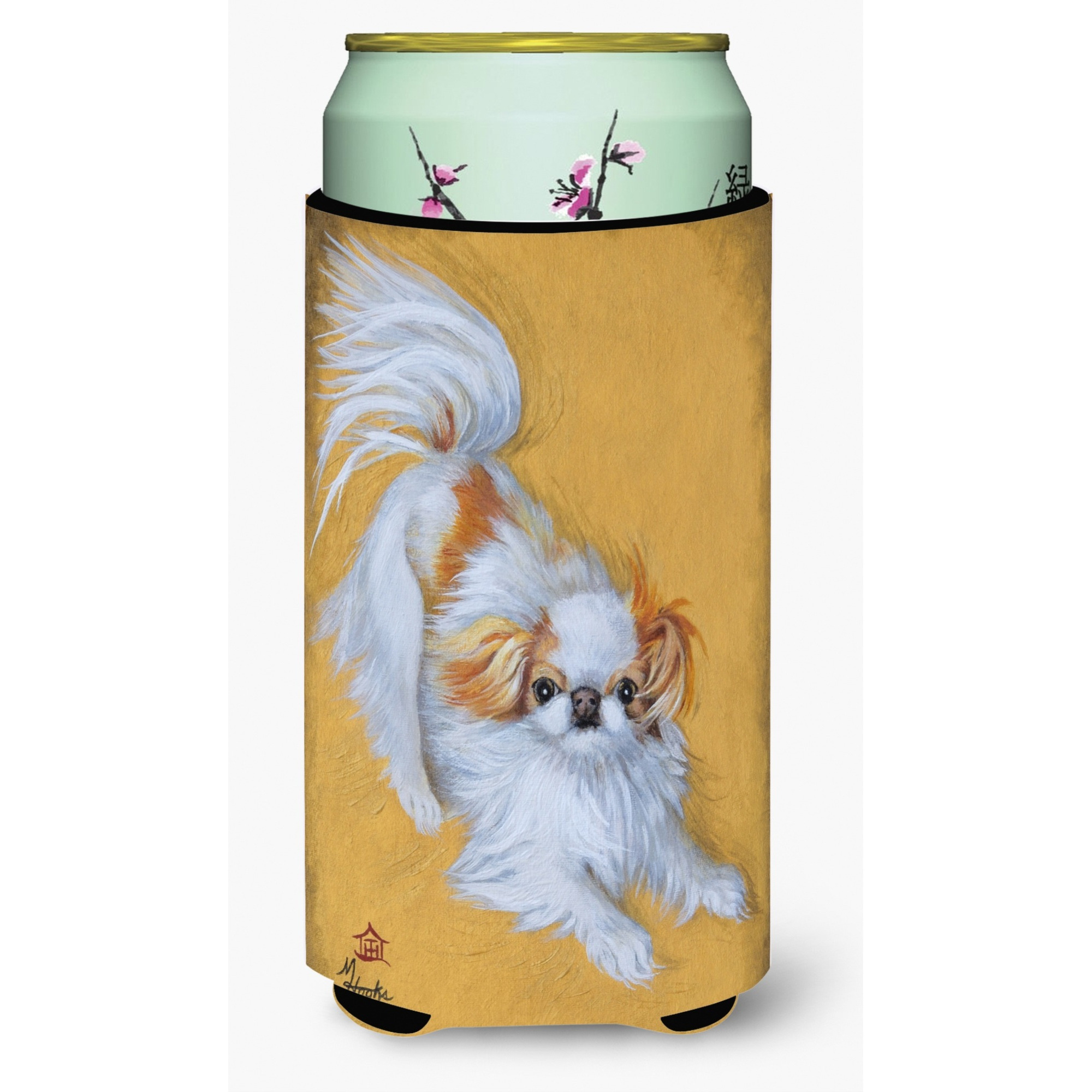 Japanese Chin Red White Play Tall Boy Beverage Insulator Hugger MH1033TBC
