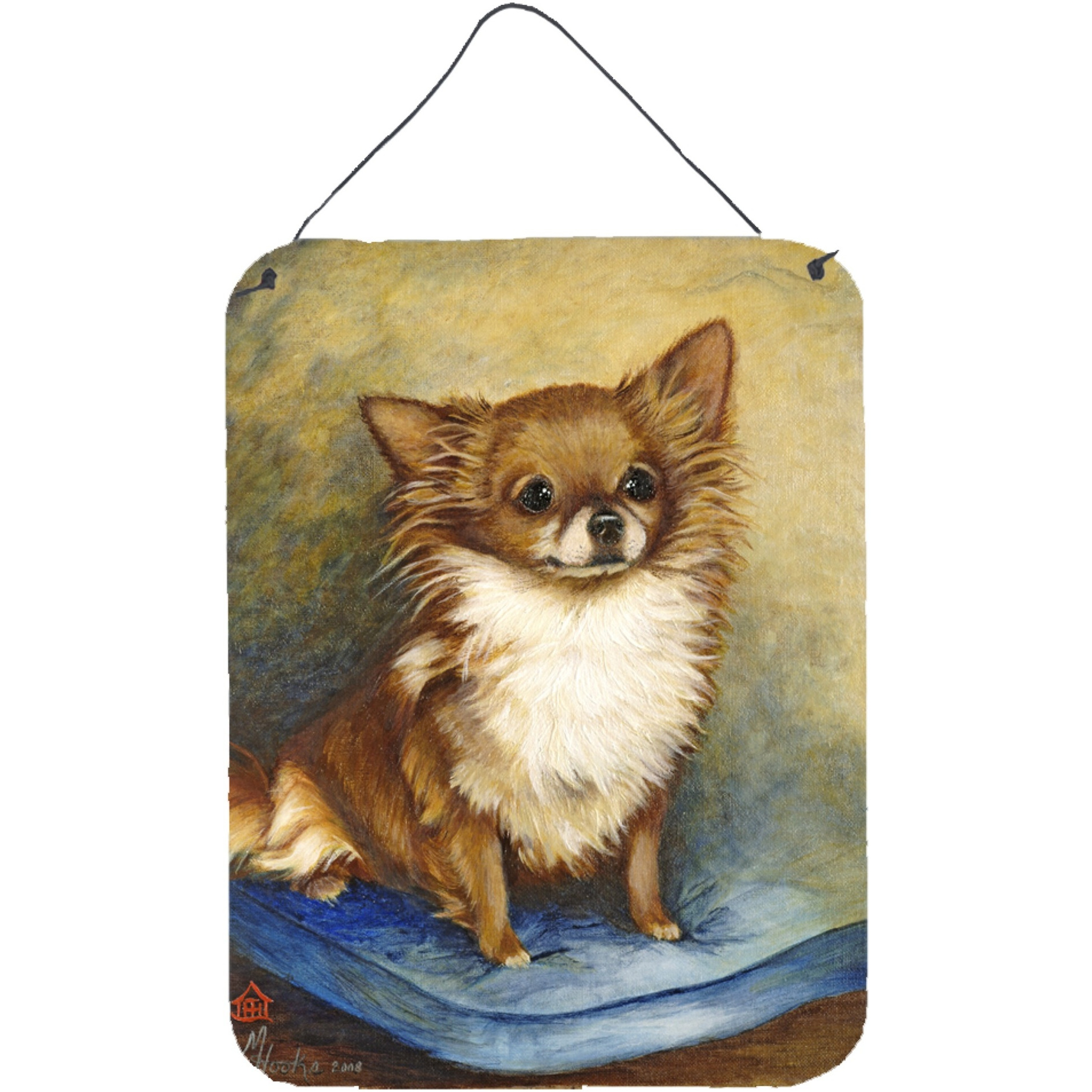 &quotCaroline's Treasures MH1036DS1216 Chihuahua Long Hair Brown Wall or Door Hanging Prints, 16 x 12"", Multicolor"