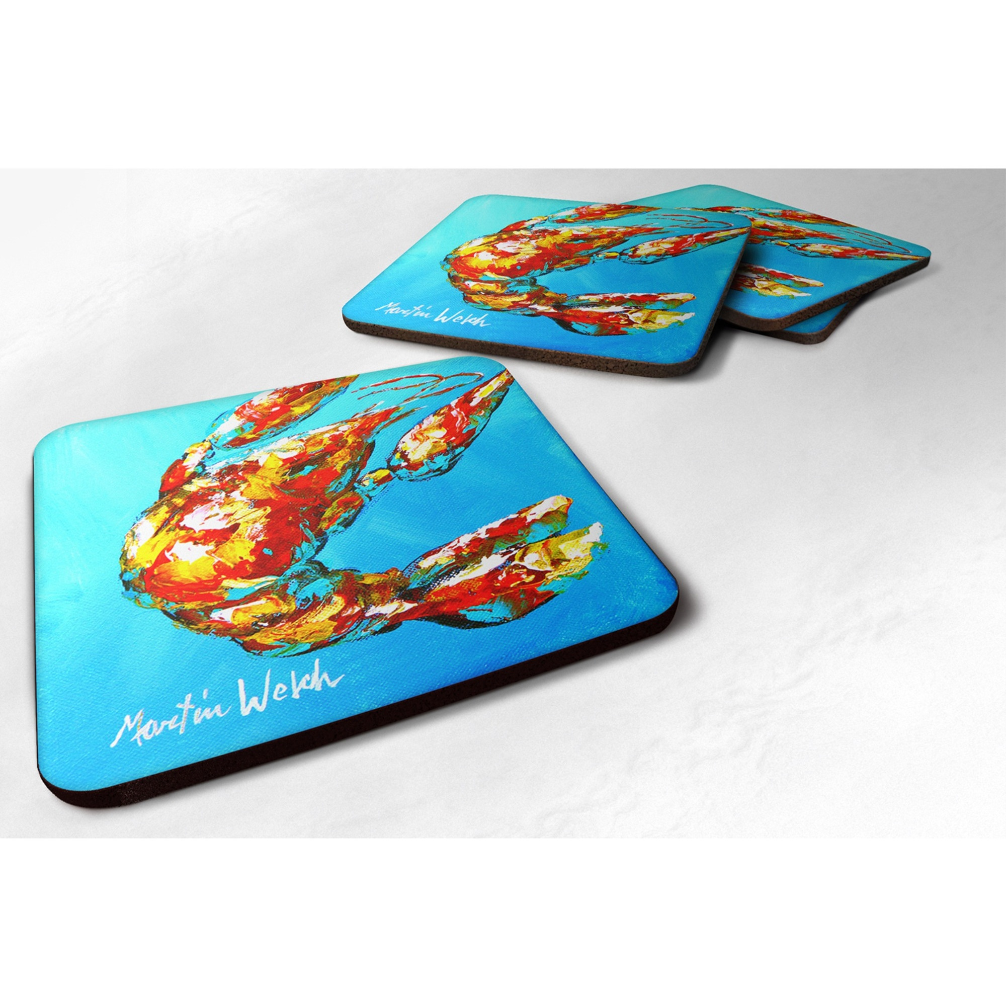 &quotCaroline's Treasures MW1004FC Crawfish Baby Craw Foam Coasters (Set of 4), 3.5"" H x 3.5"" W, Multicolor"