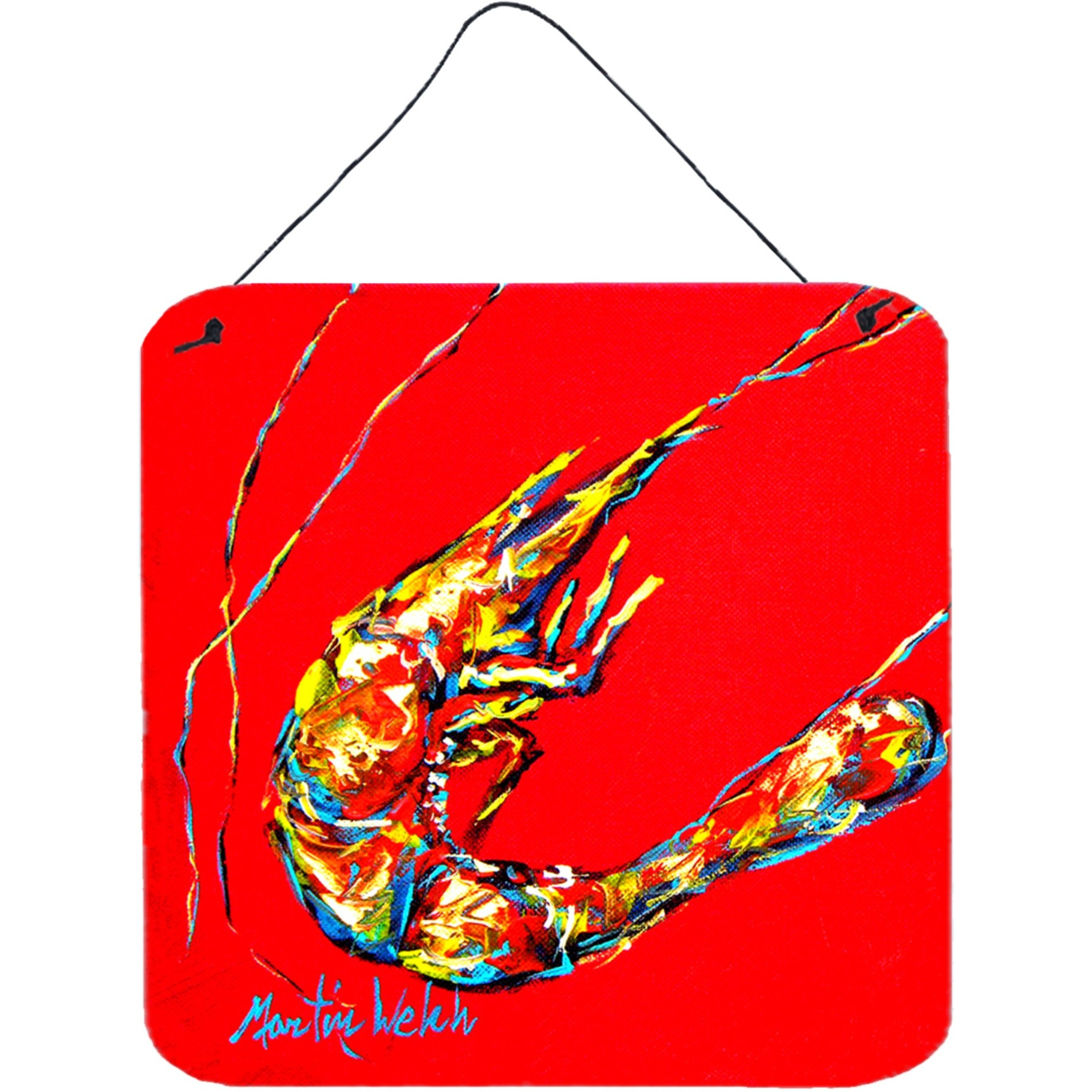 &quotCaroline's Treasures Shrimp Backwards Then Forwards Aluminum Metal Wall or Door Hanging Prints, 6 x 6"", Multicolor"
