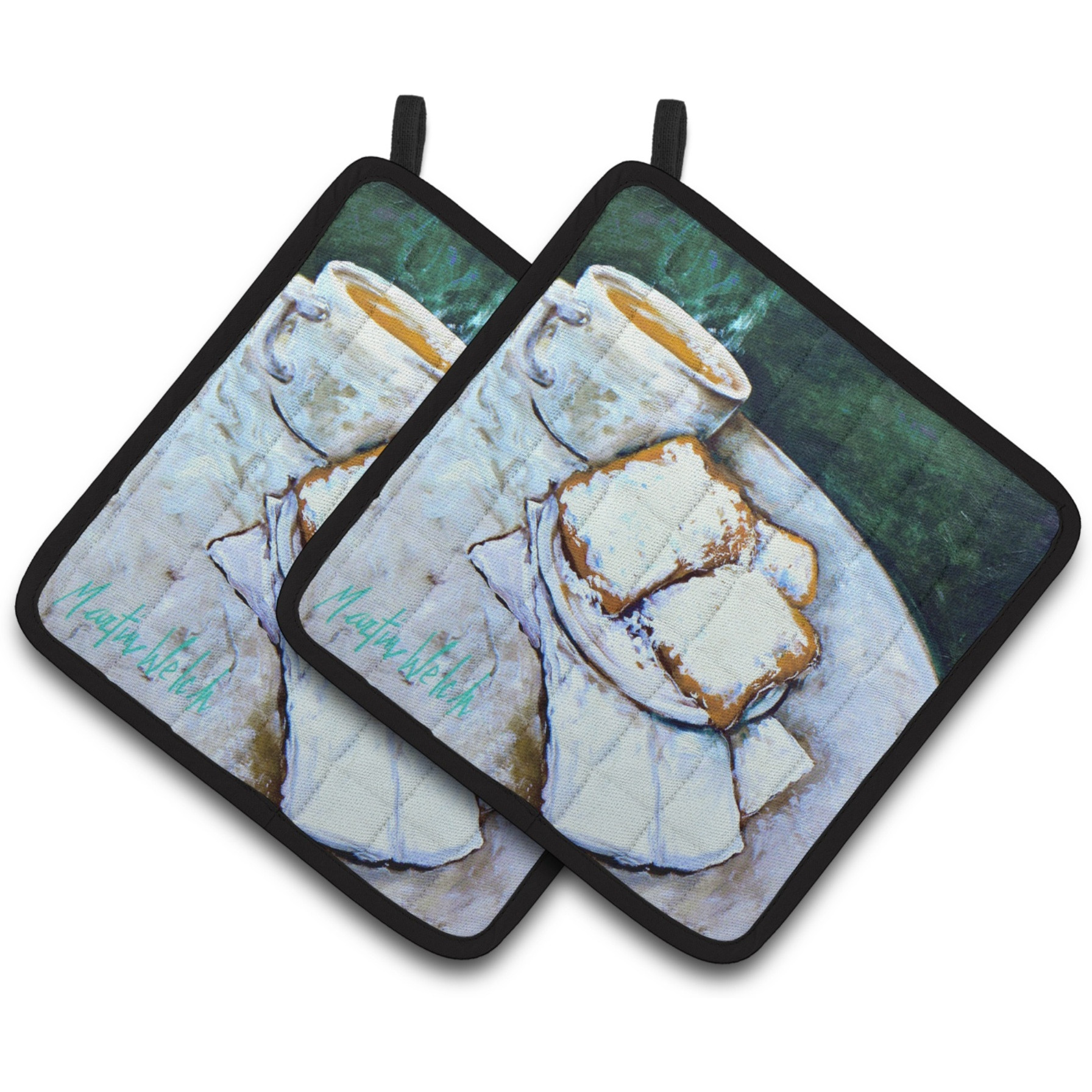 &quotCaroline's Treasures Beingets Breakfast Delight Pair of Pot Holders MW1008PTHD, 7.5HX7.5W, Multicolor"
