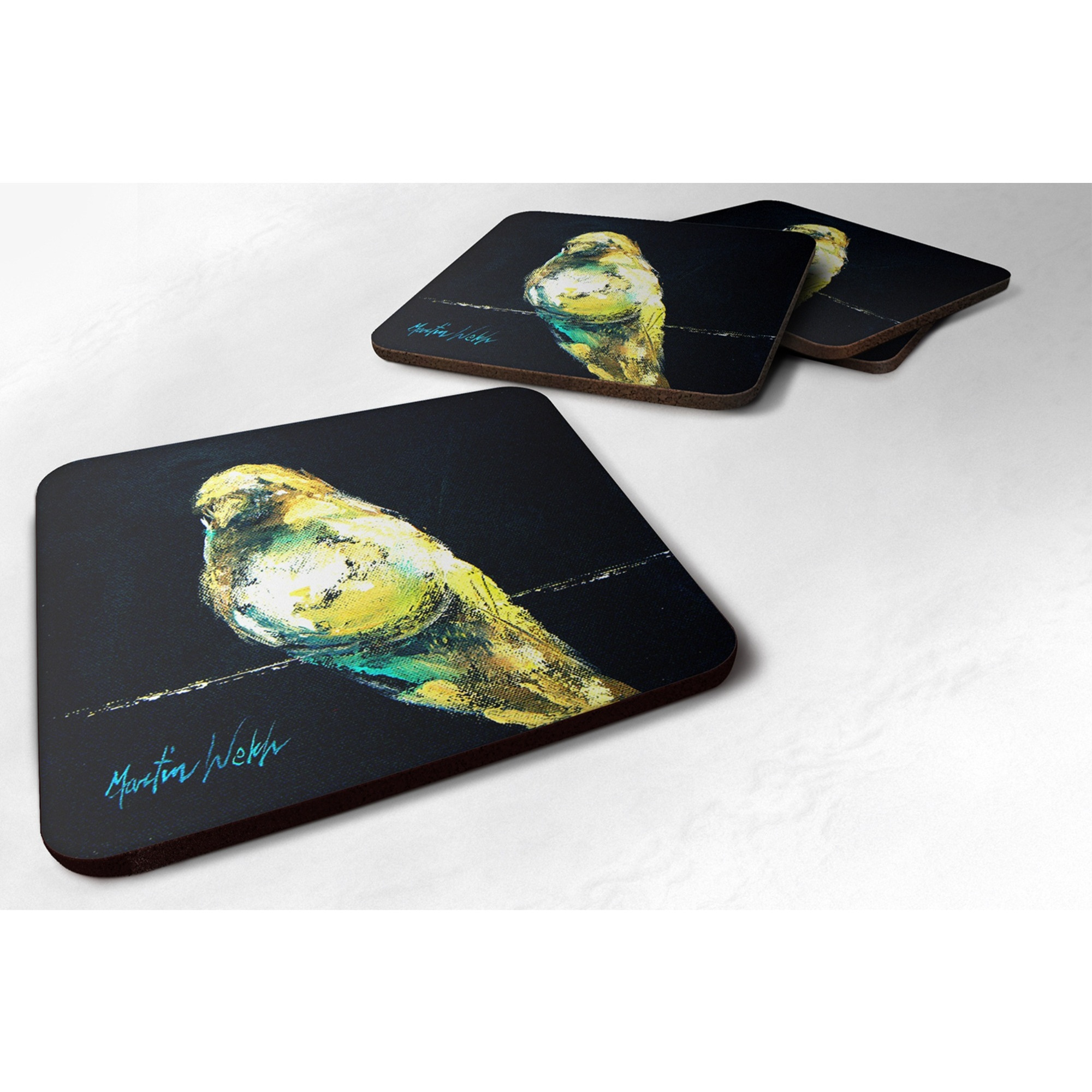 &quotCaroline's Treasures MW1009FC Bird Birdie Foam Coasters (Set of 4), 3.5"" H x 3.5"" W, Multicolor"