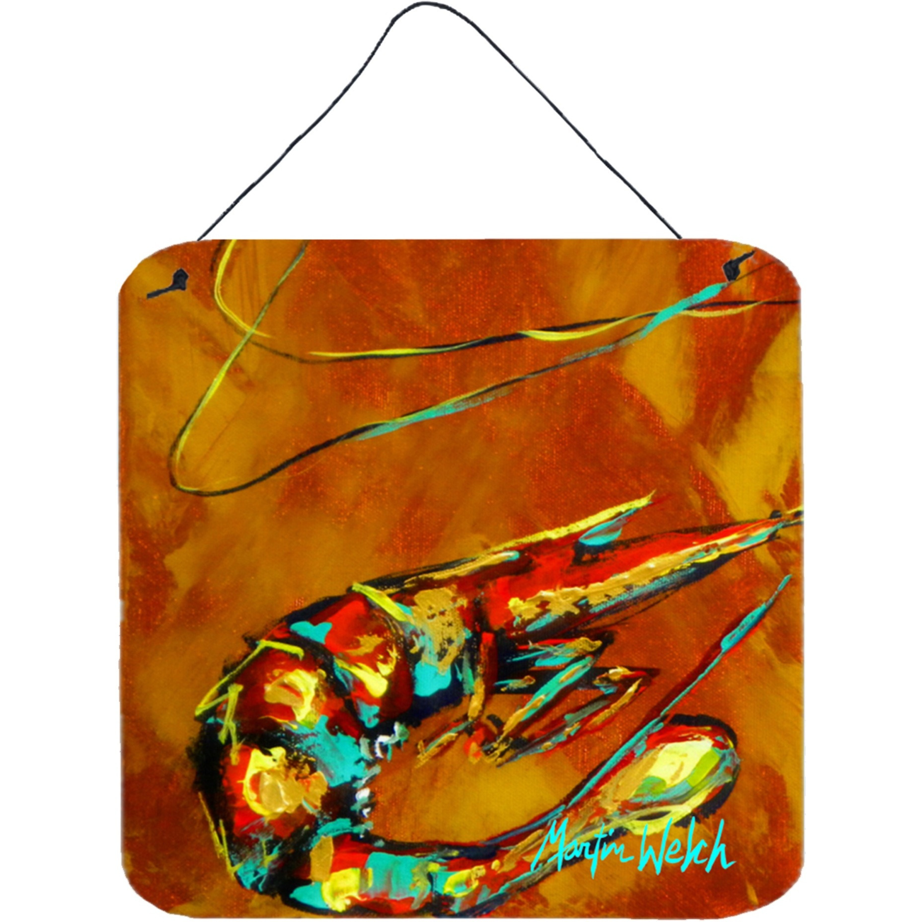 &quotCaroline's Treasures Shrimp Carmel Corn Aluminum Metal Wall or Door Hanging Prints, 6 x 6"", Multicolor"