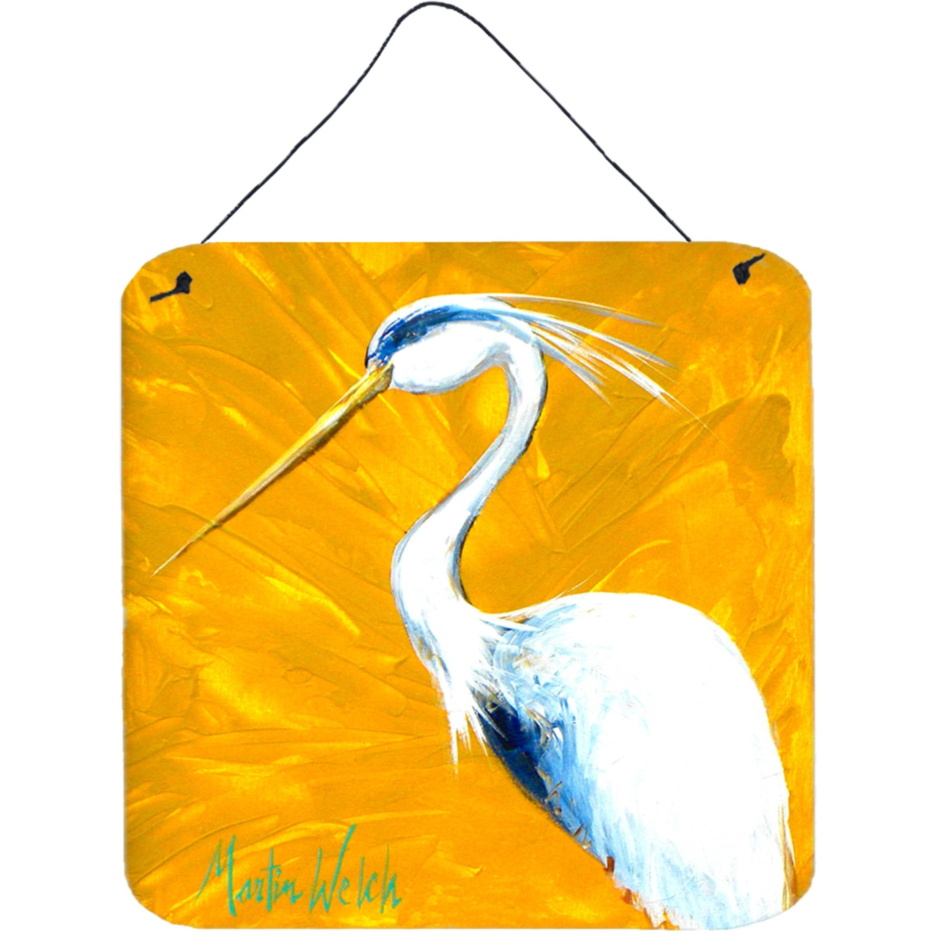 &quotCaroline's Treasures Bird-Blue Heron Color Mustard Aluminum Metal Wall or Door Hanging Prints, 6 x 6"", Multicolor"