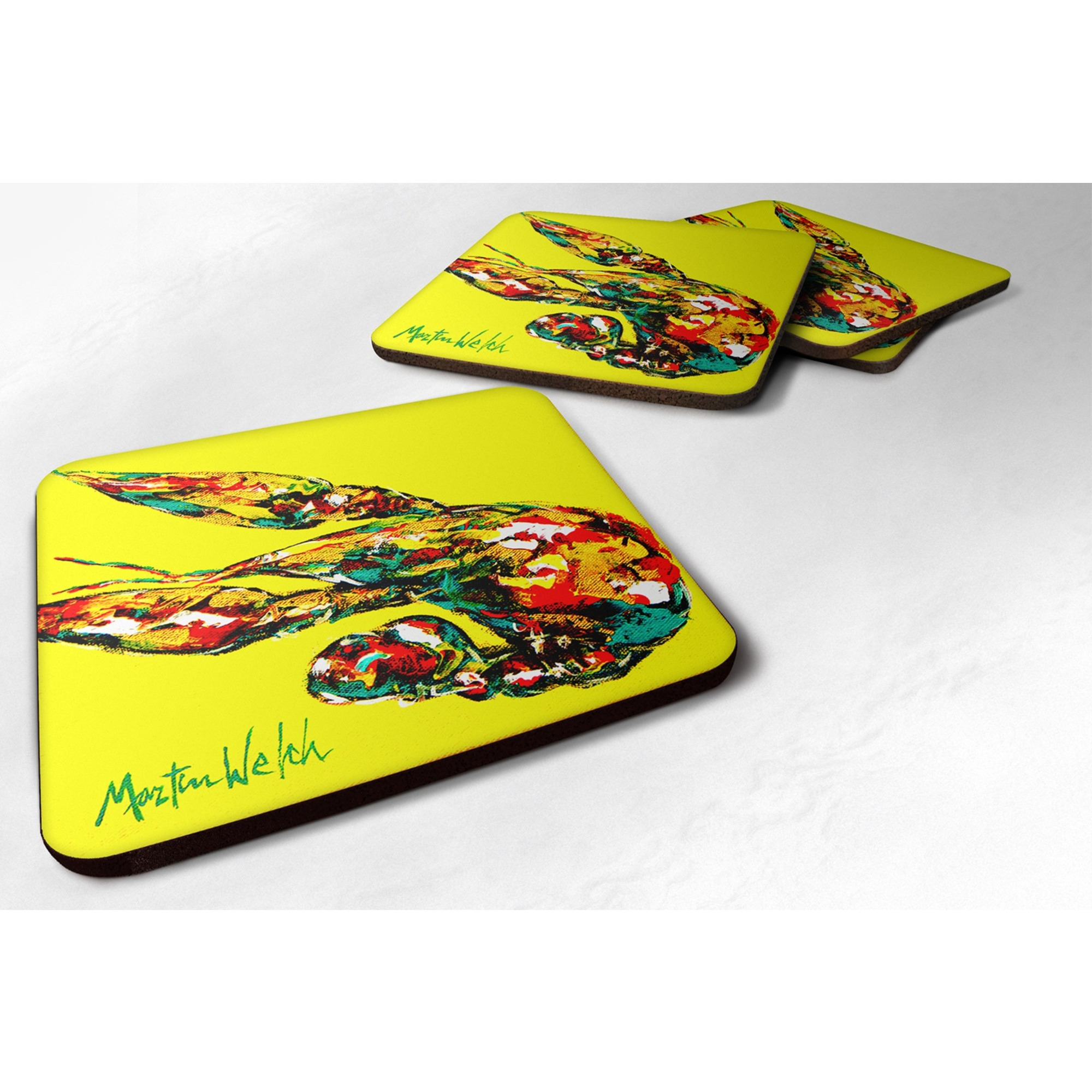 &quotCaroline's Treasures MW1017FC Crawfish Craw Time Foam Coasters (Set of 4), 3.5"" H x 3.5"" W, Multicolor"