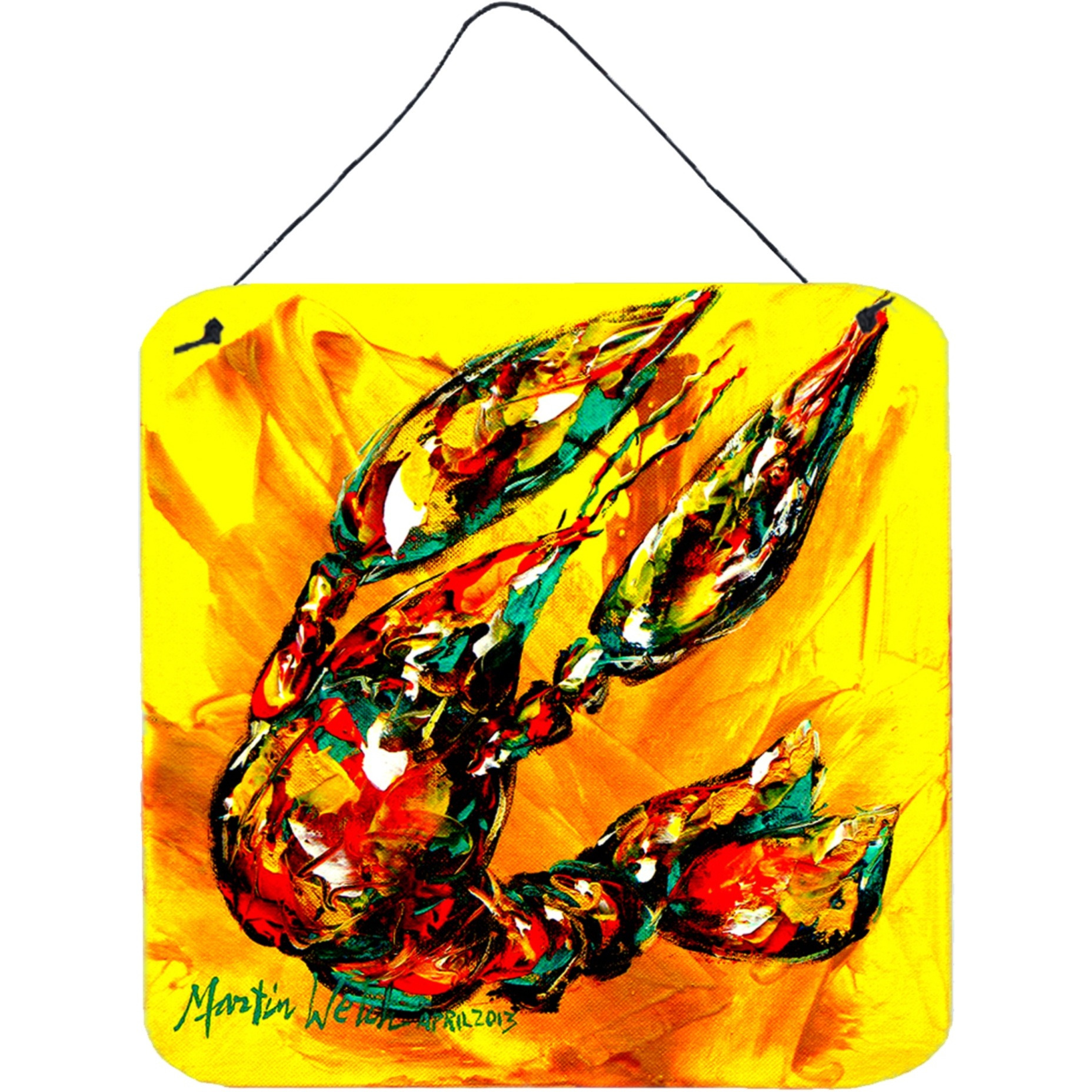&quotCaroline's Treasures Crawfish Crawfish on the Move Aluminum Metal Wall or Door Hanging Prints, 6 x 6"", Multicolor"