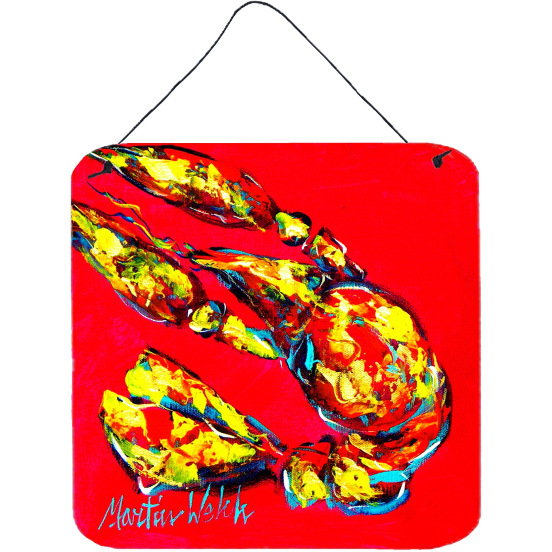 &quotCaroline's Treasures Crawfish Crunch Time Aluminum Metal Wall or Door Hanging Prints, 6 x 6"", Multicolor"