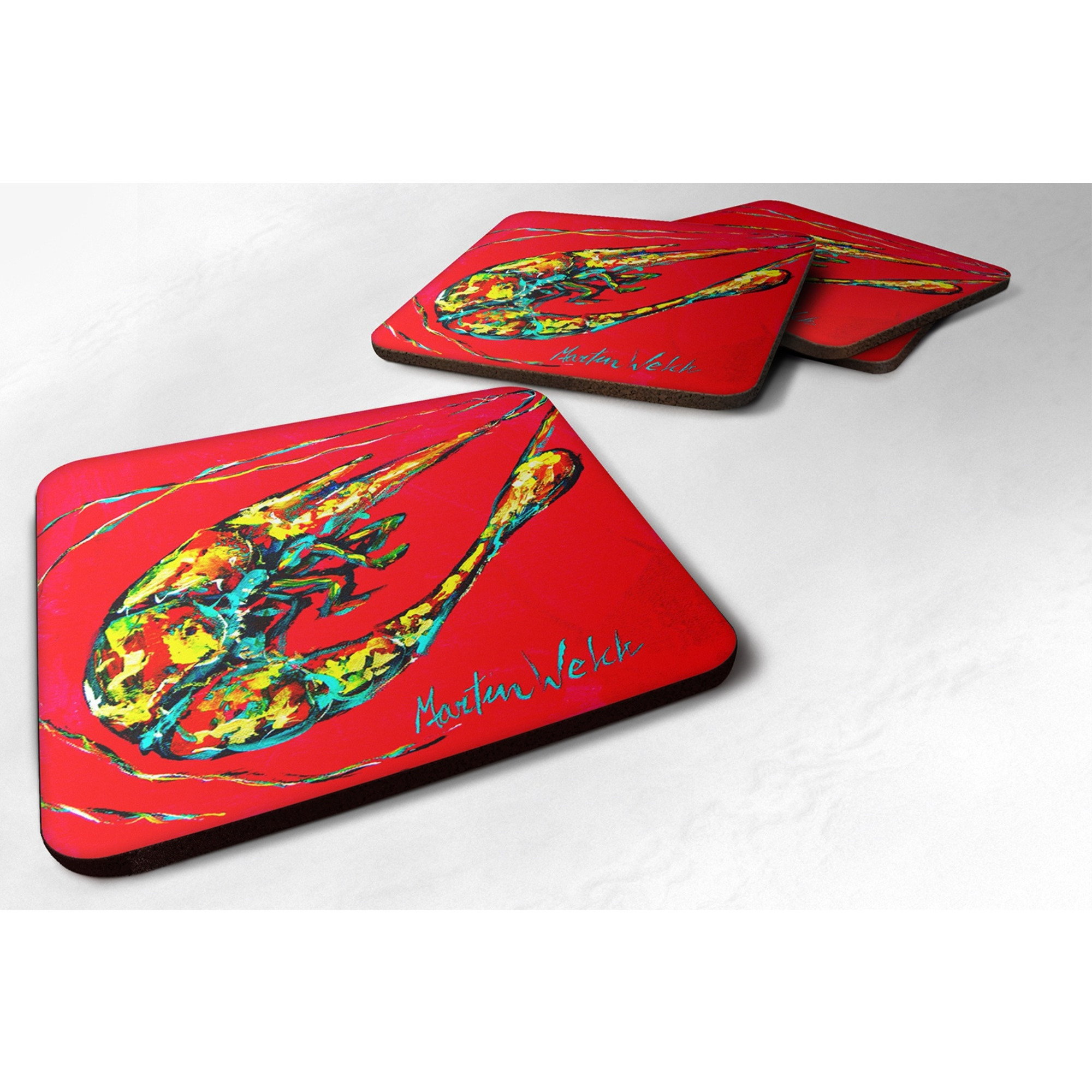 &quotCaroline's Treasures MW1023FC Shrimp Day Dream Foam Coasters (Set of 4), 3.5"" H x 3.5"" W, Multicolor"