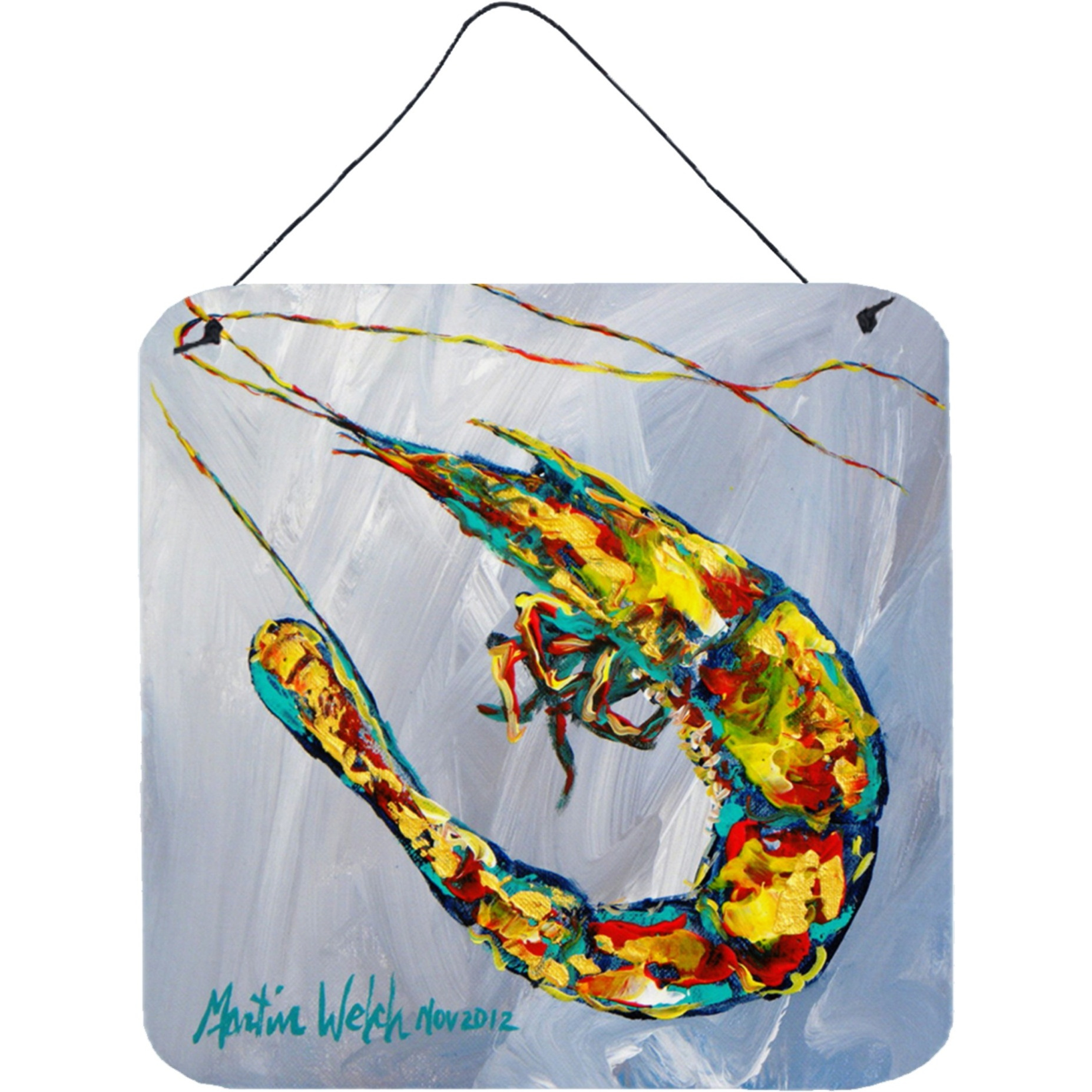 &quotCaroline's Treasures Shrimp Iced Shrimp Aluminum Metal Wall or Door Hanging Prints, 6 x 6"", Multicolor"