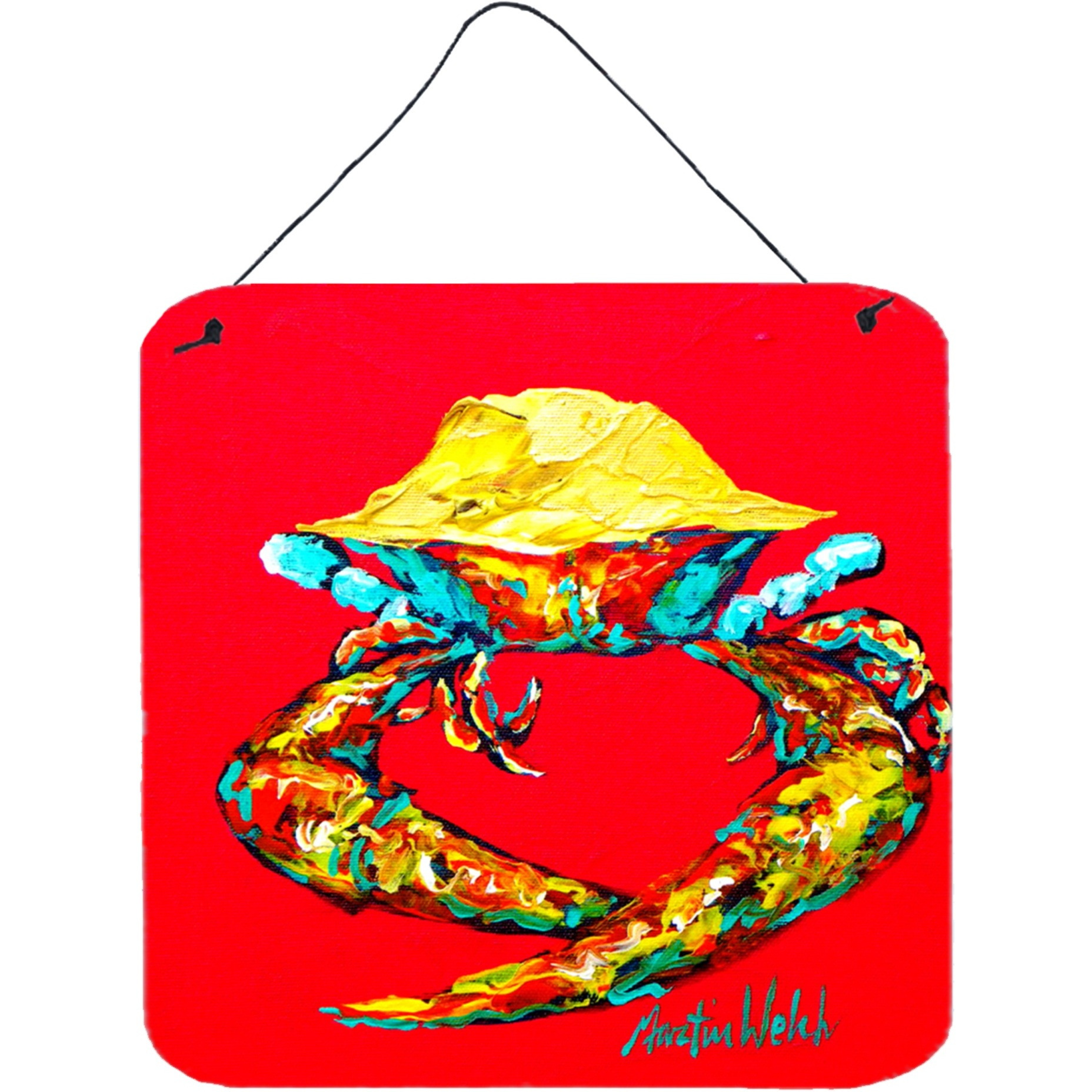 &quotCaroline's Treasures Crab Long Claw Aluminum Metal Wall or Door Hanging Prints, 6 x 6"", Multicolor"