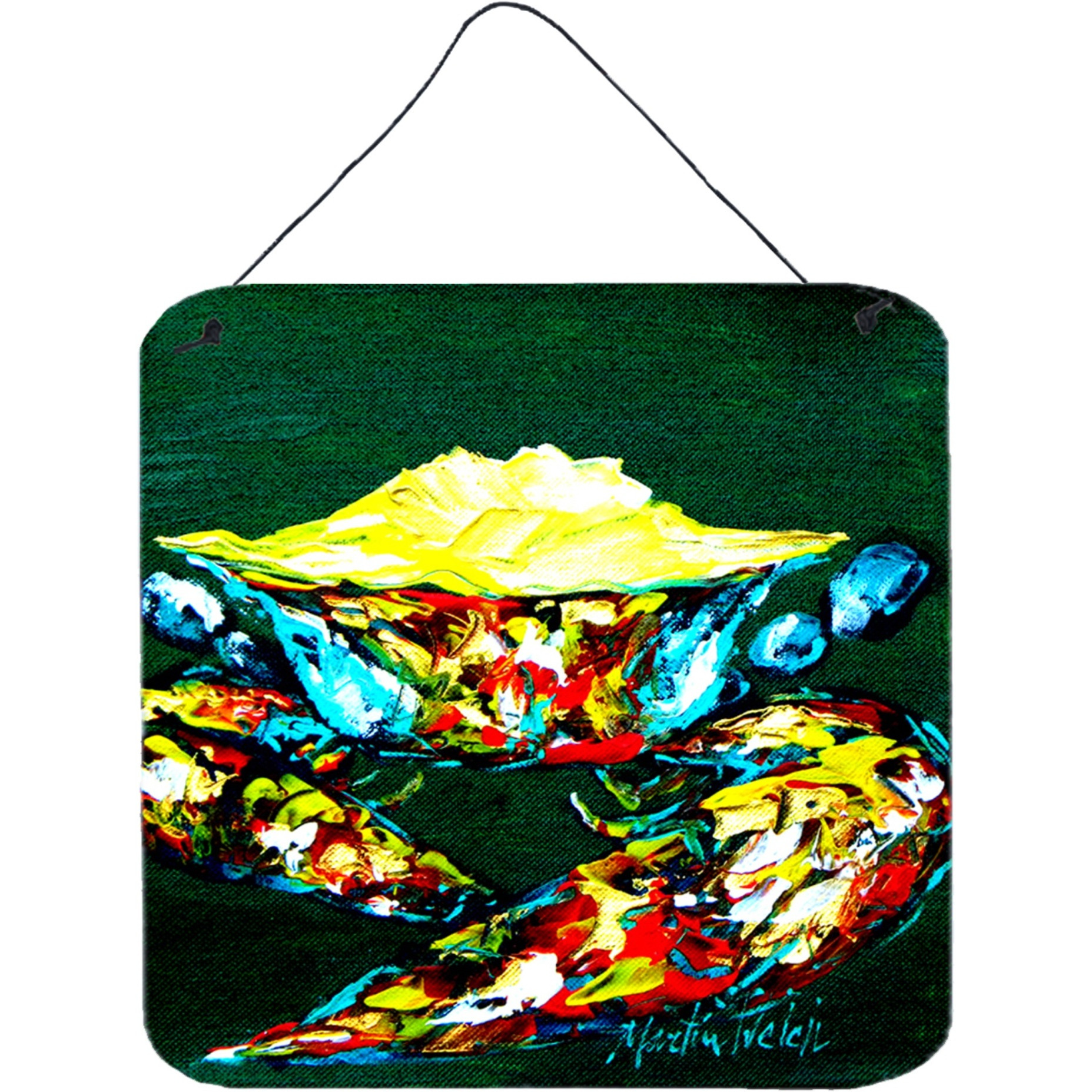 &quotCaroline's Treasures Crab Mean Green Aluminum Metal Wall or Door Hanging Prints, 6 x 6"", Multicolor"