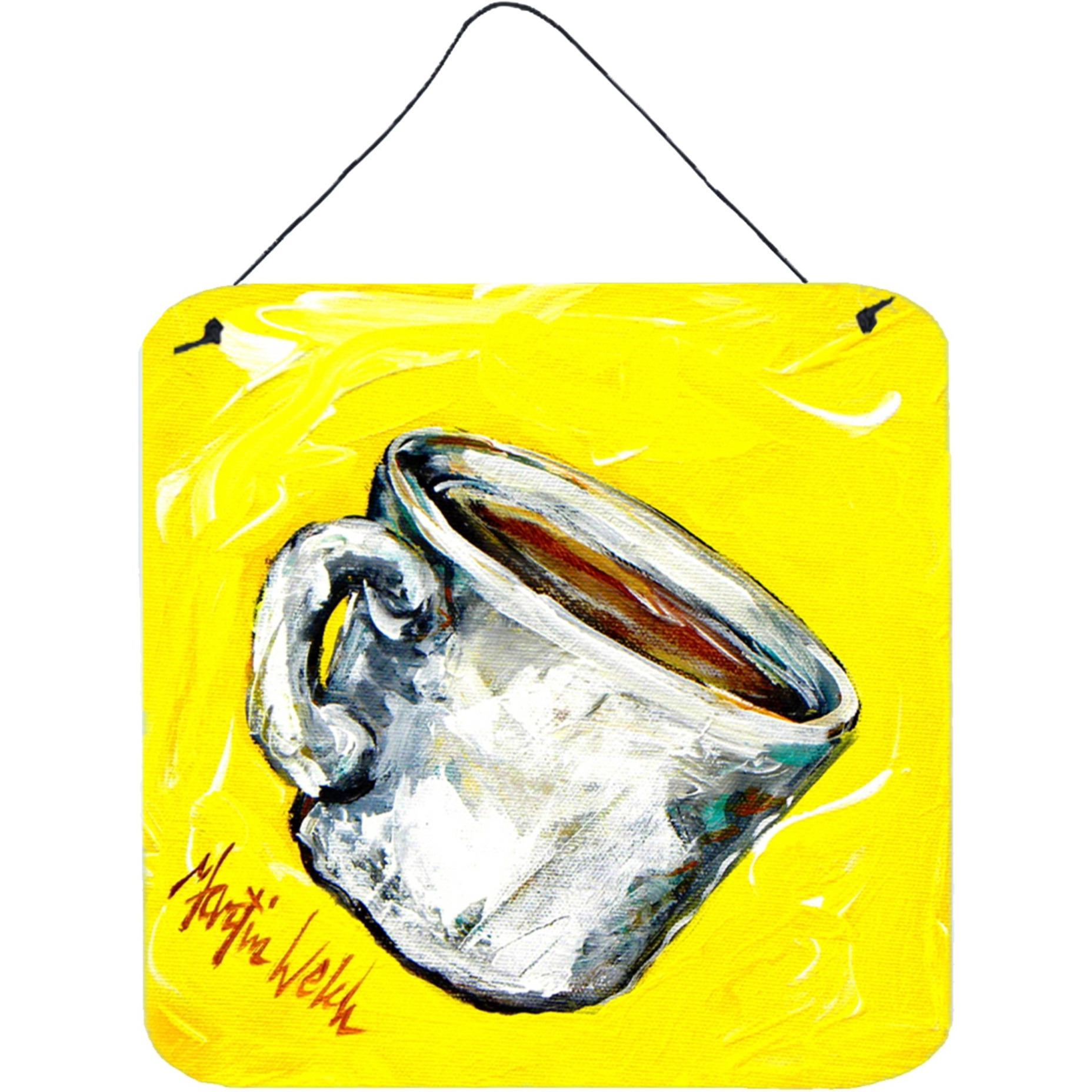 &quotCaroline's Treasures Coffee One Cup Aluminum Metal Wall or Door Hanging Prints, 6 x 6"", Multicolor"
