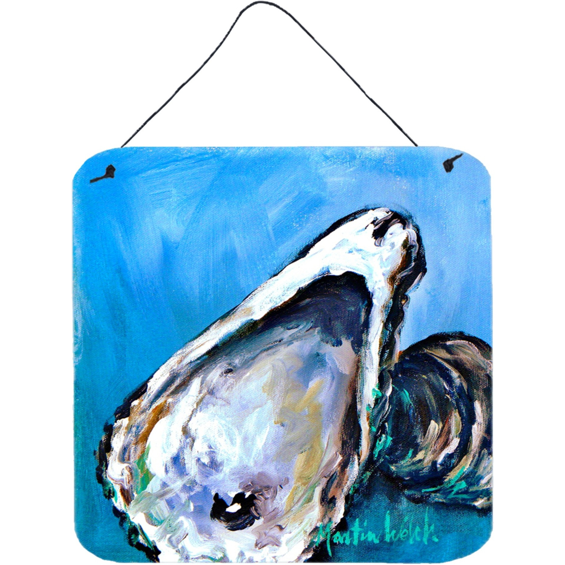 &quotCaroline's Treasures Oyster Oyster Blue Aluminum Metal Wall or Door Hanging Prints, 6 x 6"", Multicolor"