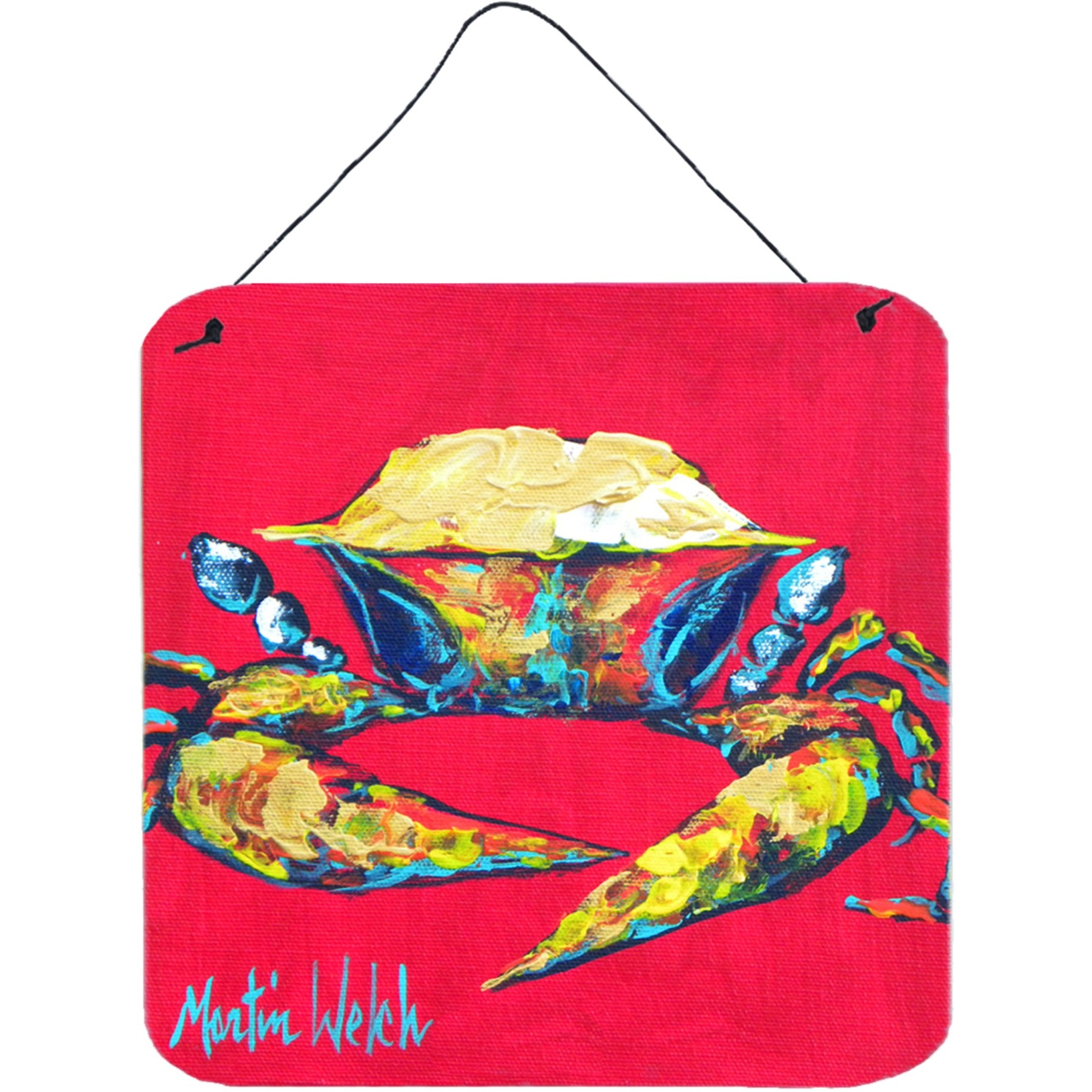 &quotCaroline's Treasures Crab Red One Aluminum Metal Wall or Door Hanging Prints, 6 x 6"", Multicolor"