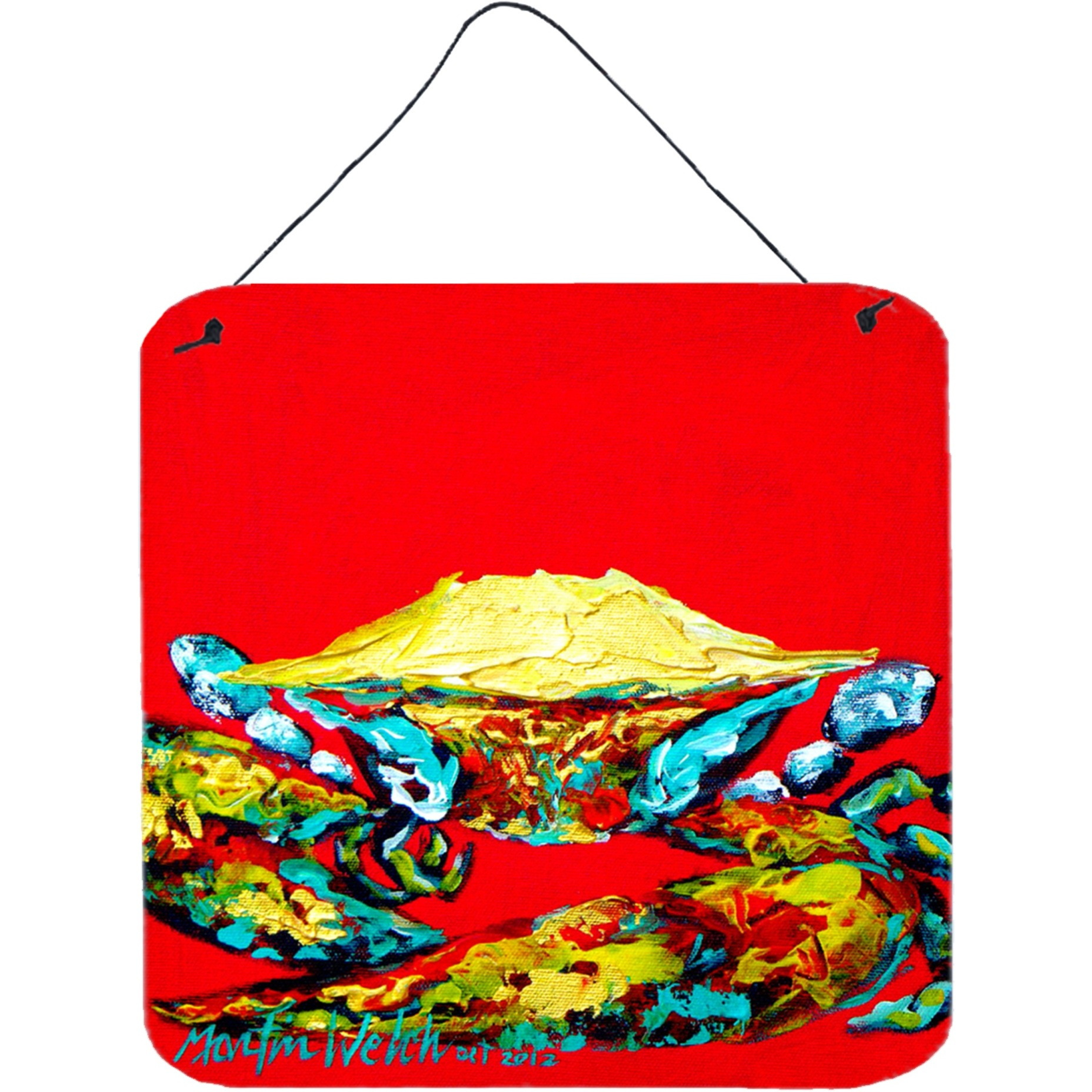&quotCaroline's Treasures Crab Right on It Aluminum Metal Wall or Door Hanging Prints, 6 x 6"", Multicolor"